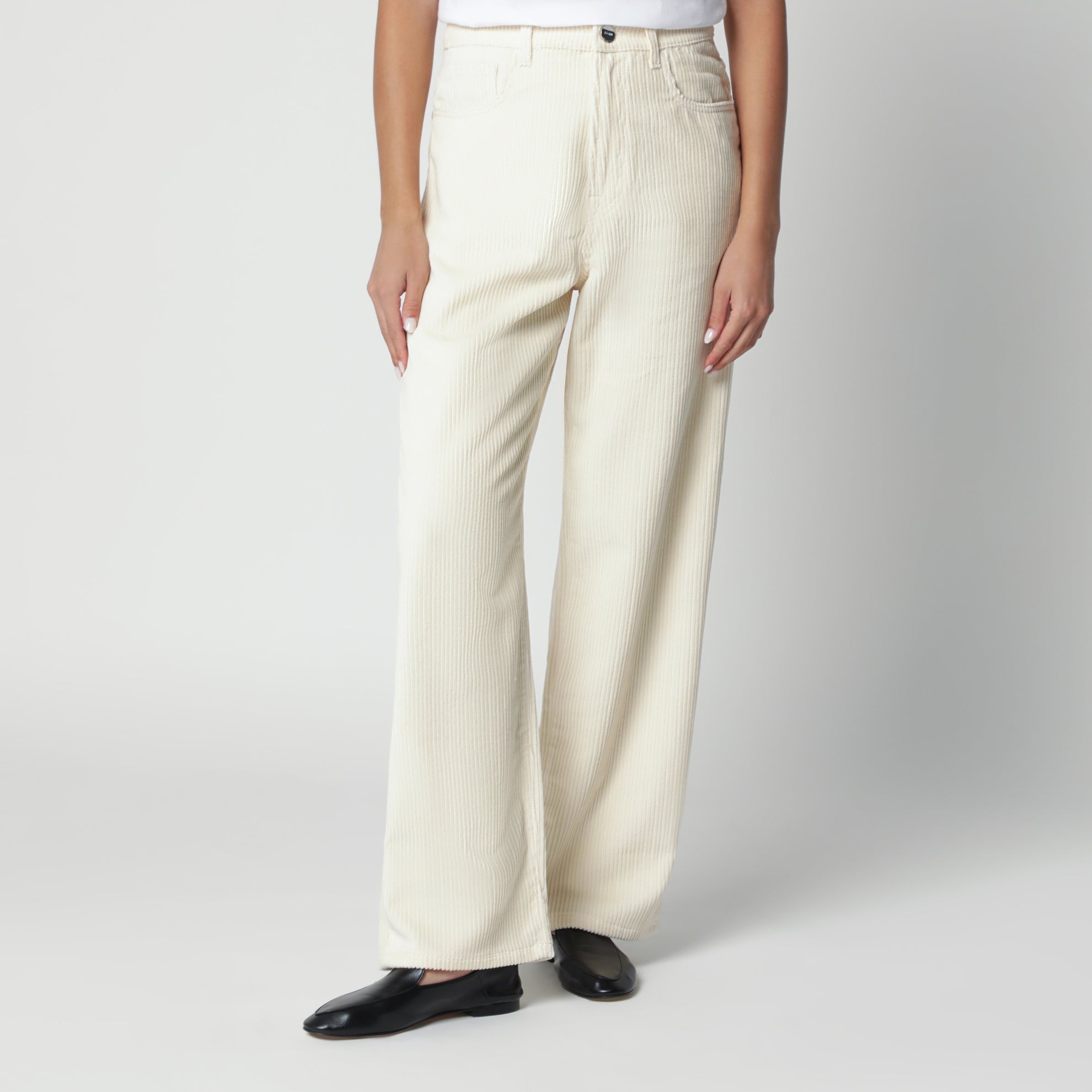 Weiße Baggy-Cordhose