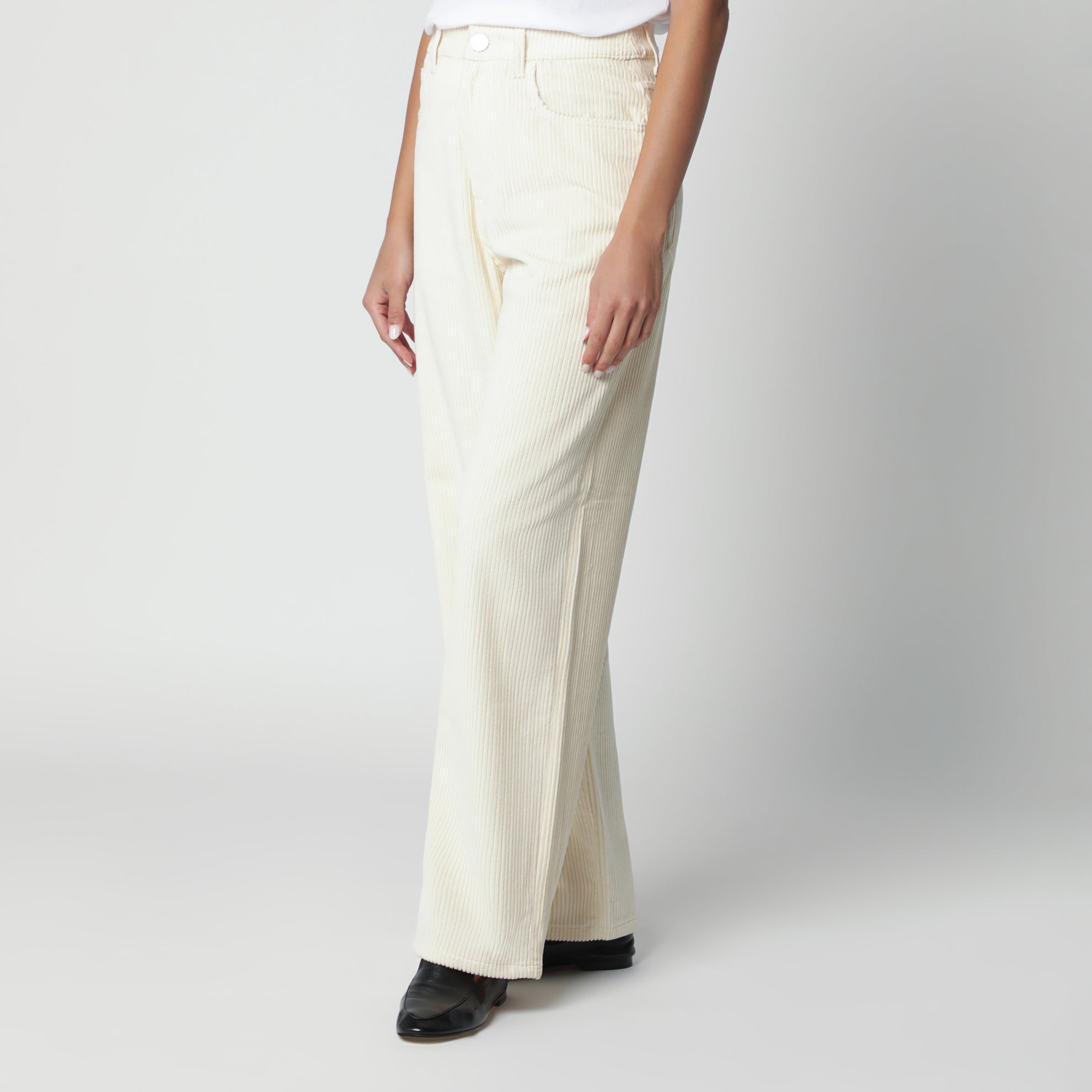 Weiße Baggy-Cordhose