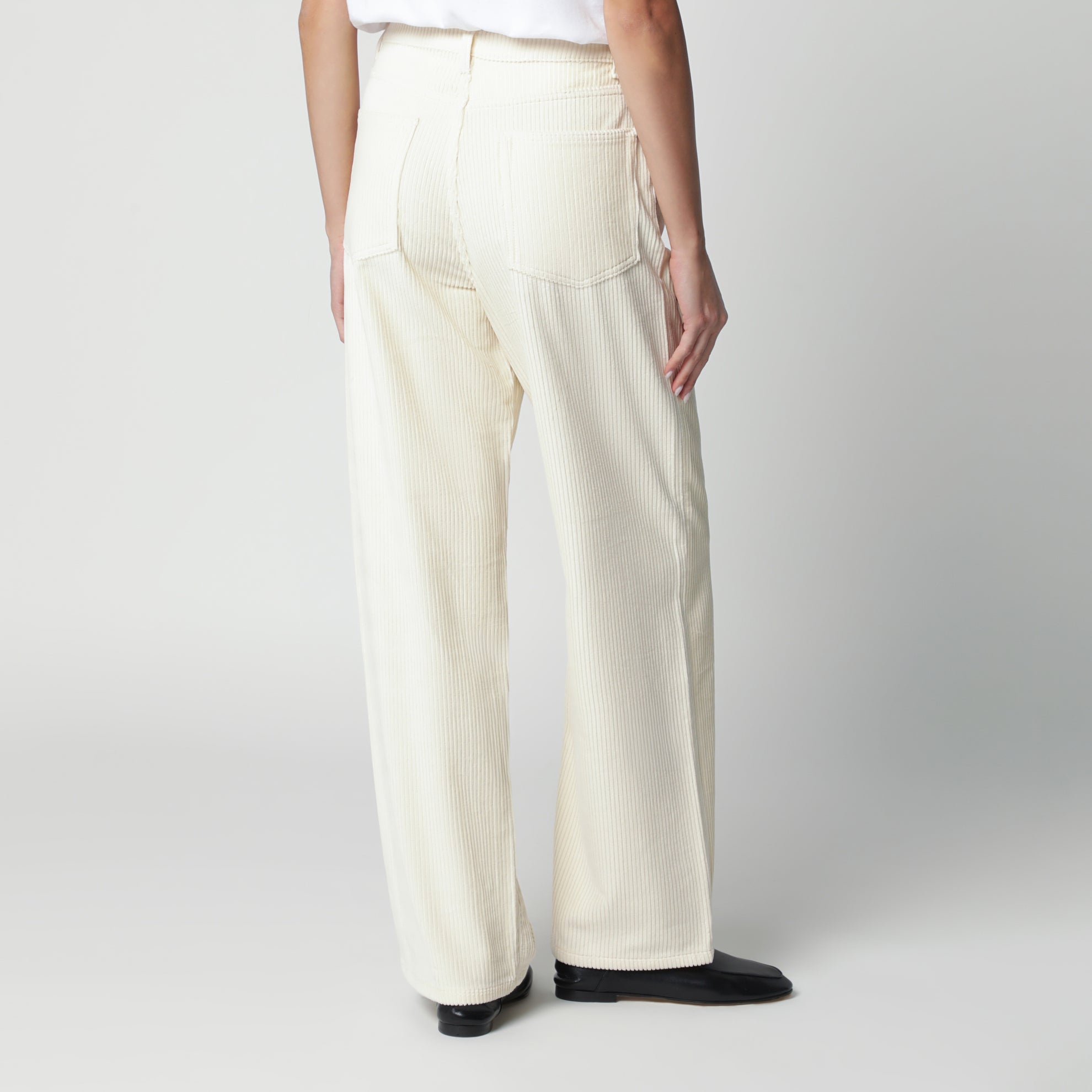 Weiße Baggy-Cordhose