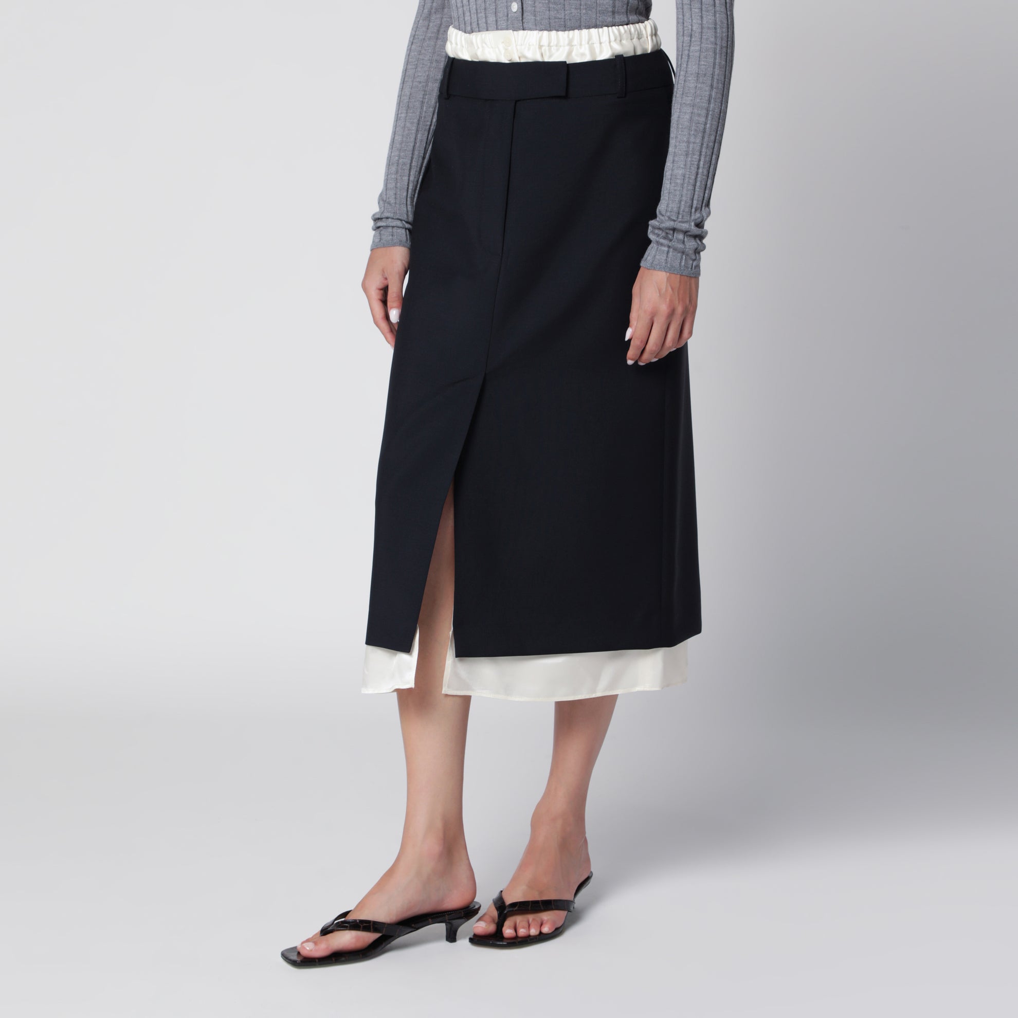 Gonna blu navy con dettaglio boxer