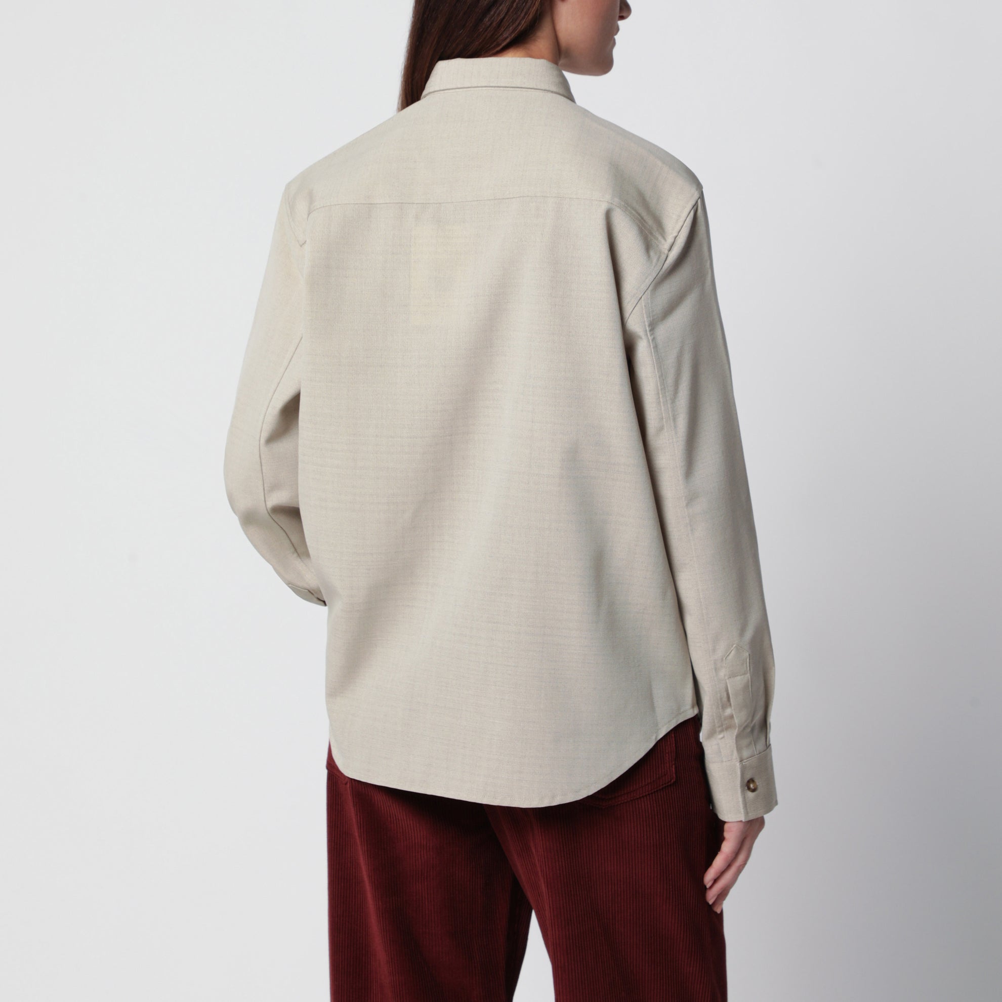 Butter-coloured wool and silk shirt
