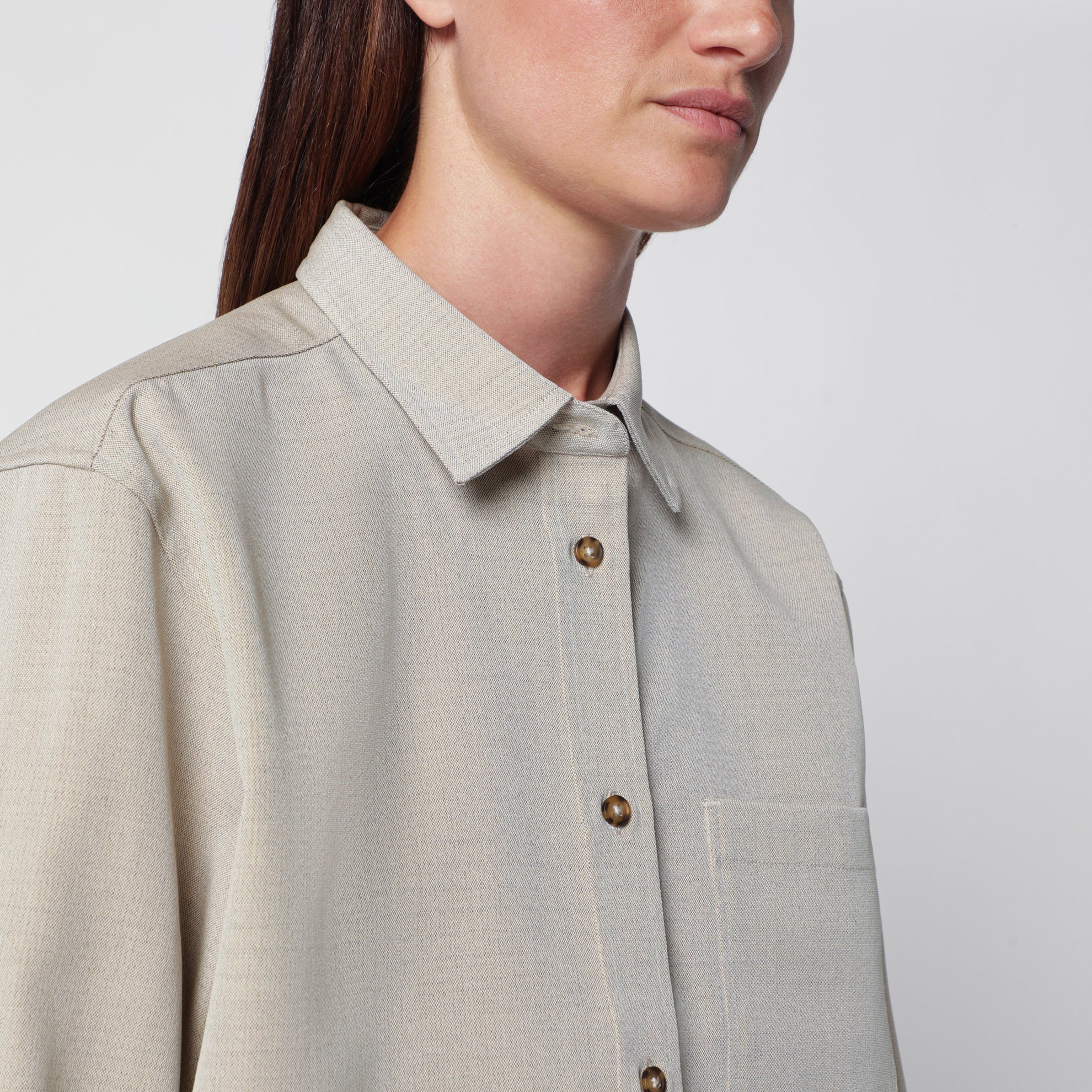 Butter-coloured wool and silk shirt