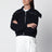 Navy blue wool zip-up cardigan