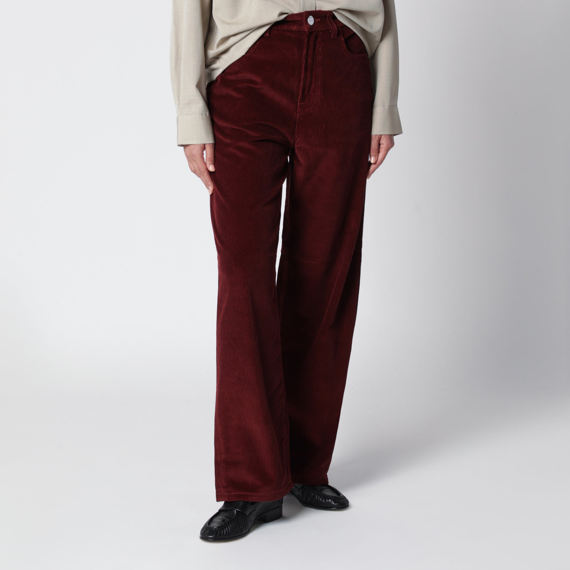Burgundy corduroy trousers