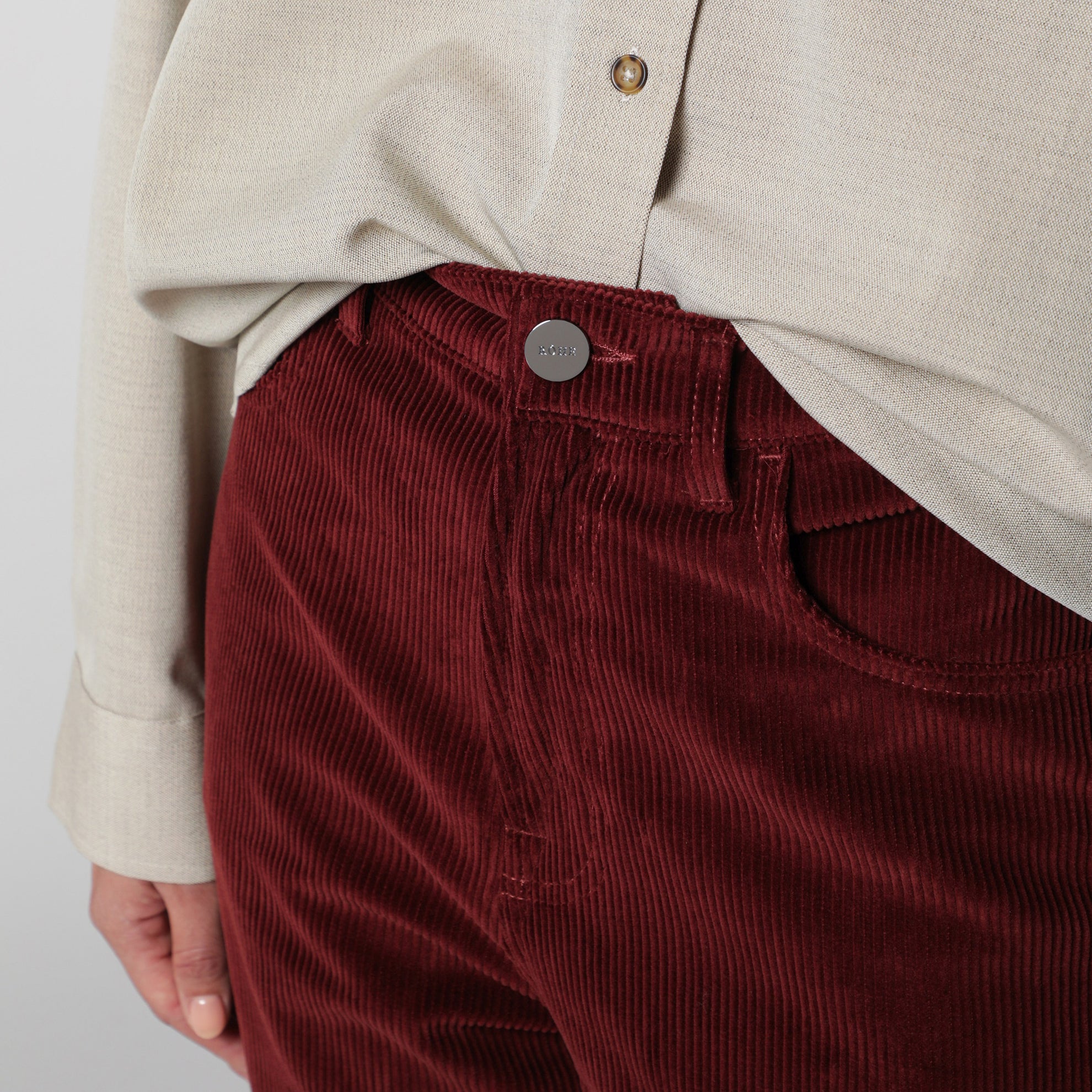 Burgundy corduroy trousers