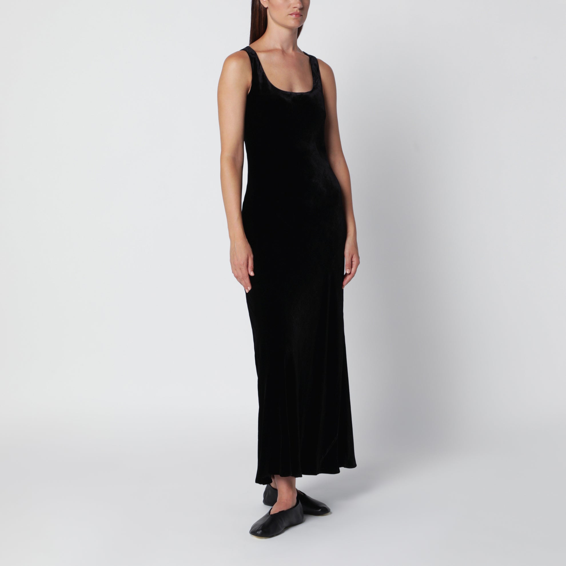 Black velvet long dress