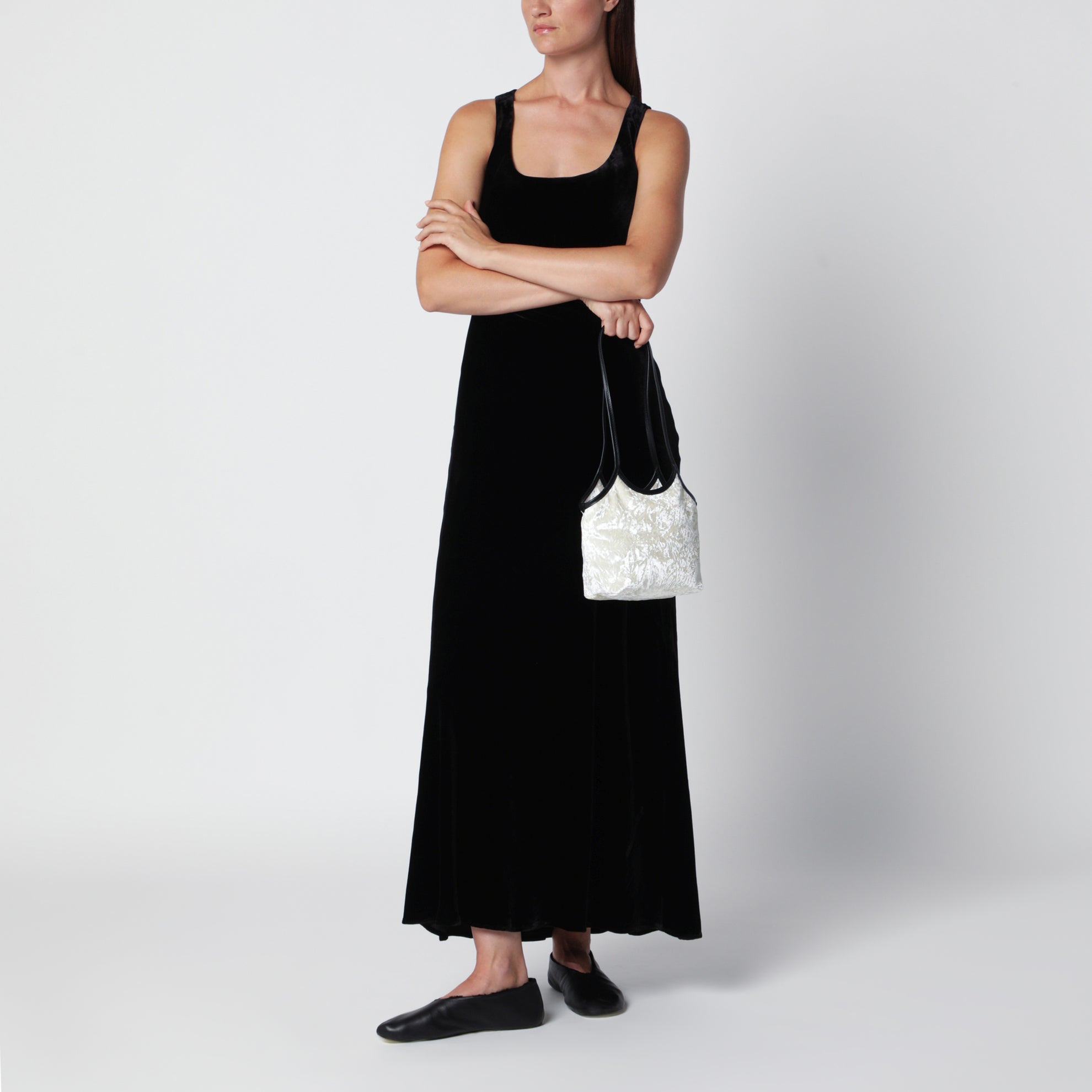Black velvet long dress