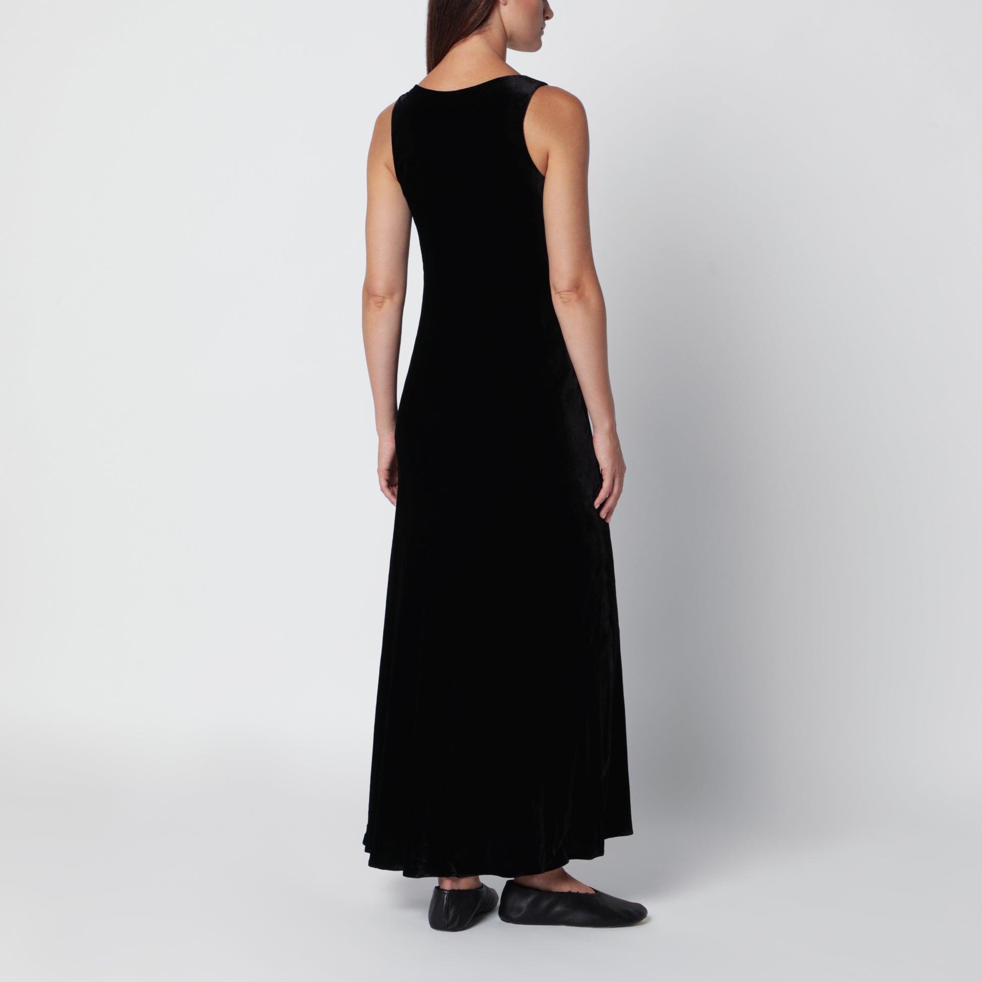 Black velvet long dress