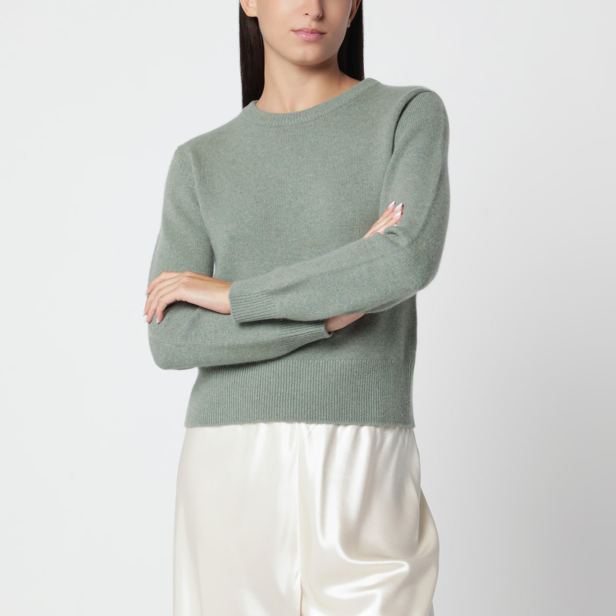 Grey green Jeanne sweater in cashmere