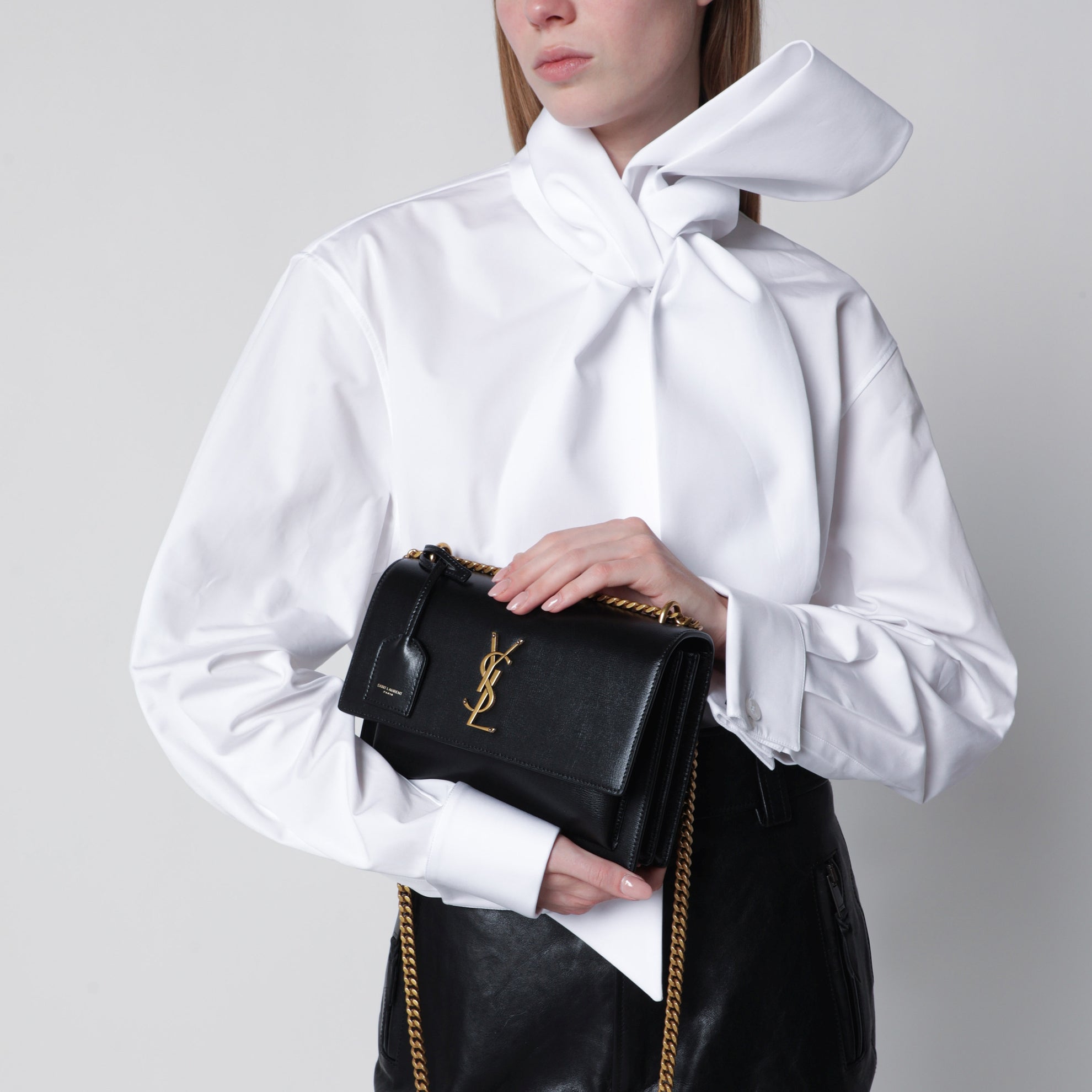 Black Medium Sunset Smooth Leather Bag