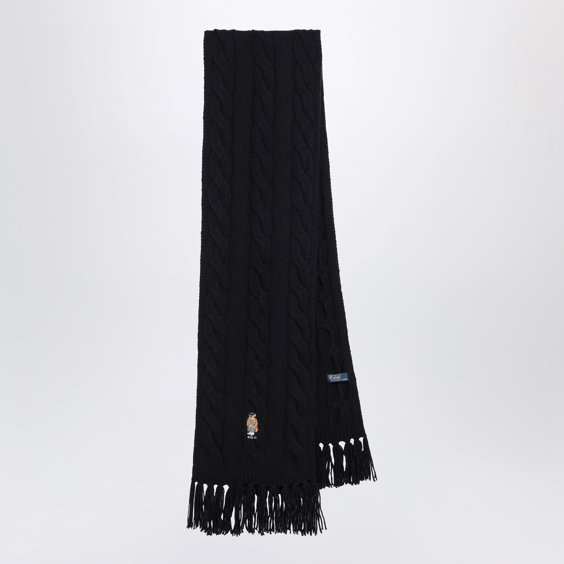 Navy blue wool Polo Bear scarf