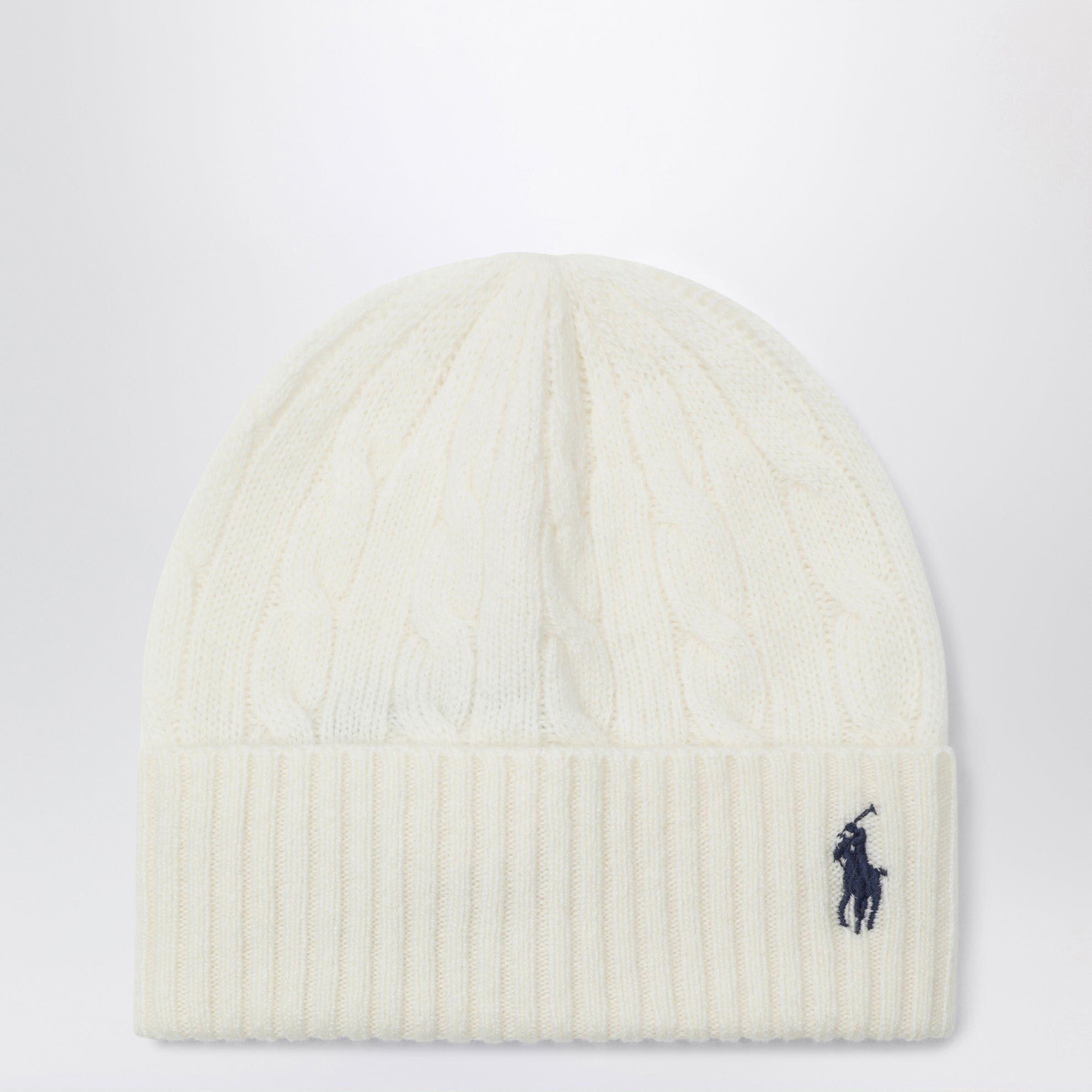 Mütze mit Logo aus Woll-Kaschmir in Creme