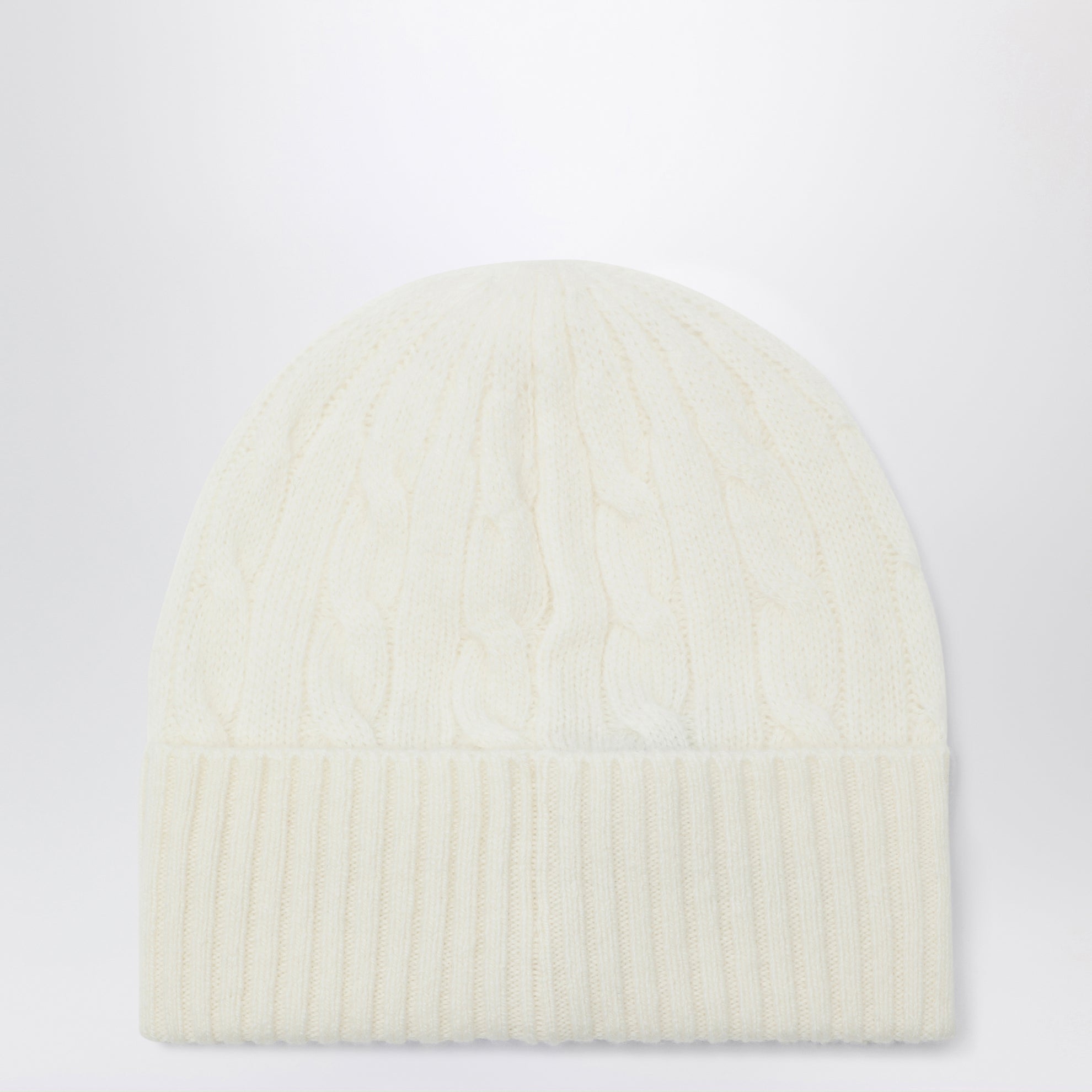 Mütze mit Logo aus Woll-Kaschmir in Creme