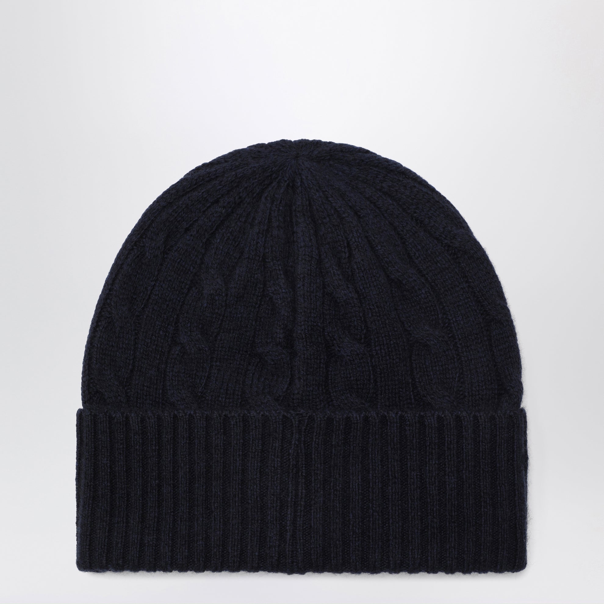 Strickmütze mit Logo aus Wolle und Kaschmir in Navy