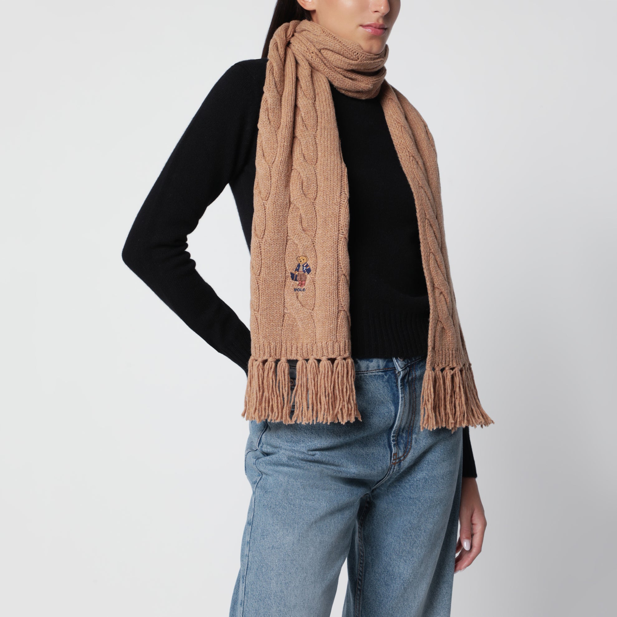 Polo-Bear-Schal in Chunky-Strick aus Wolle