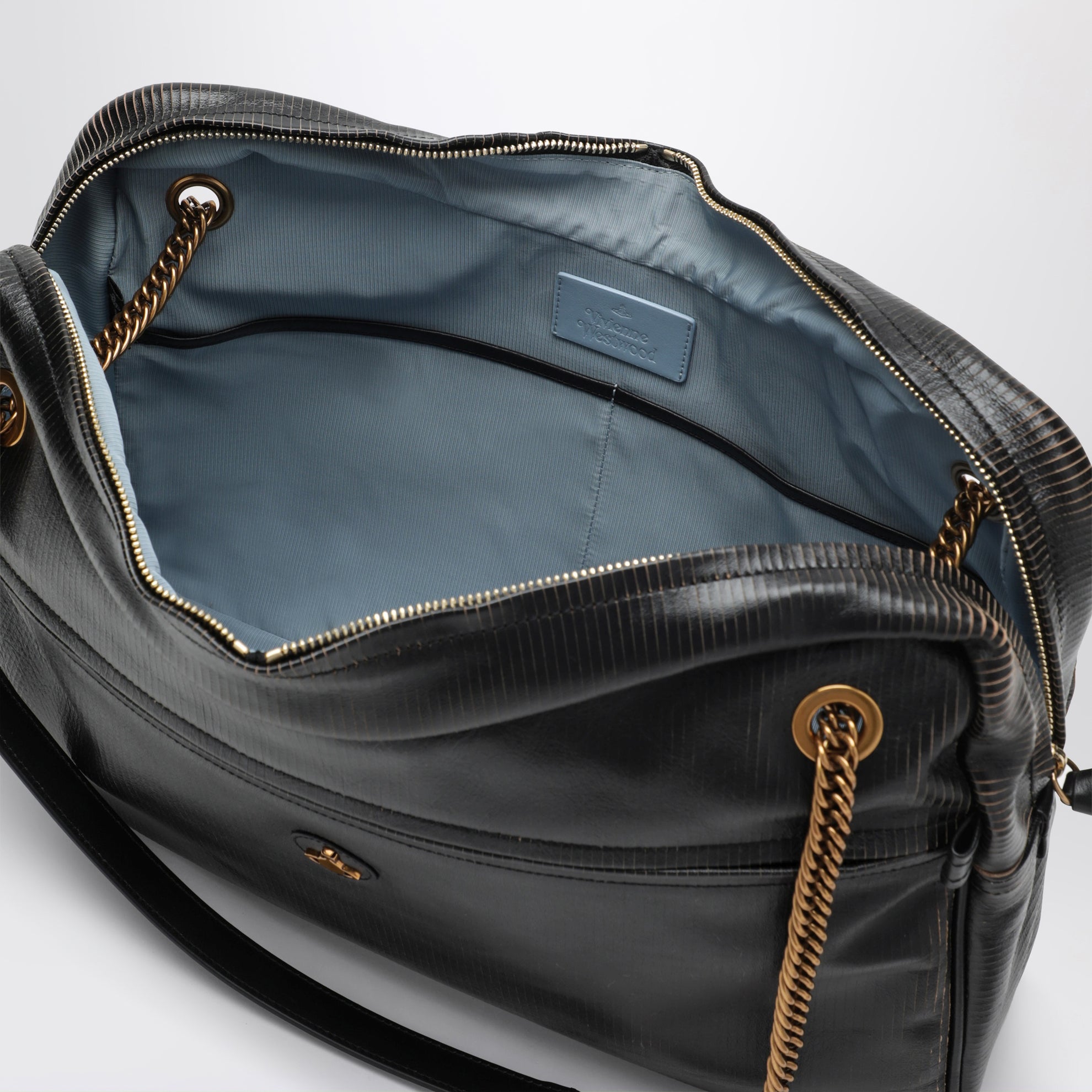 Borsa a spalla Dolce Large in pelle nera e beige