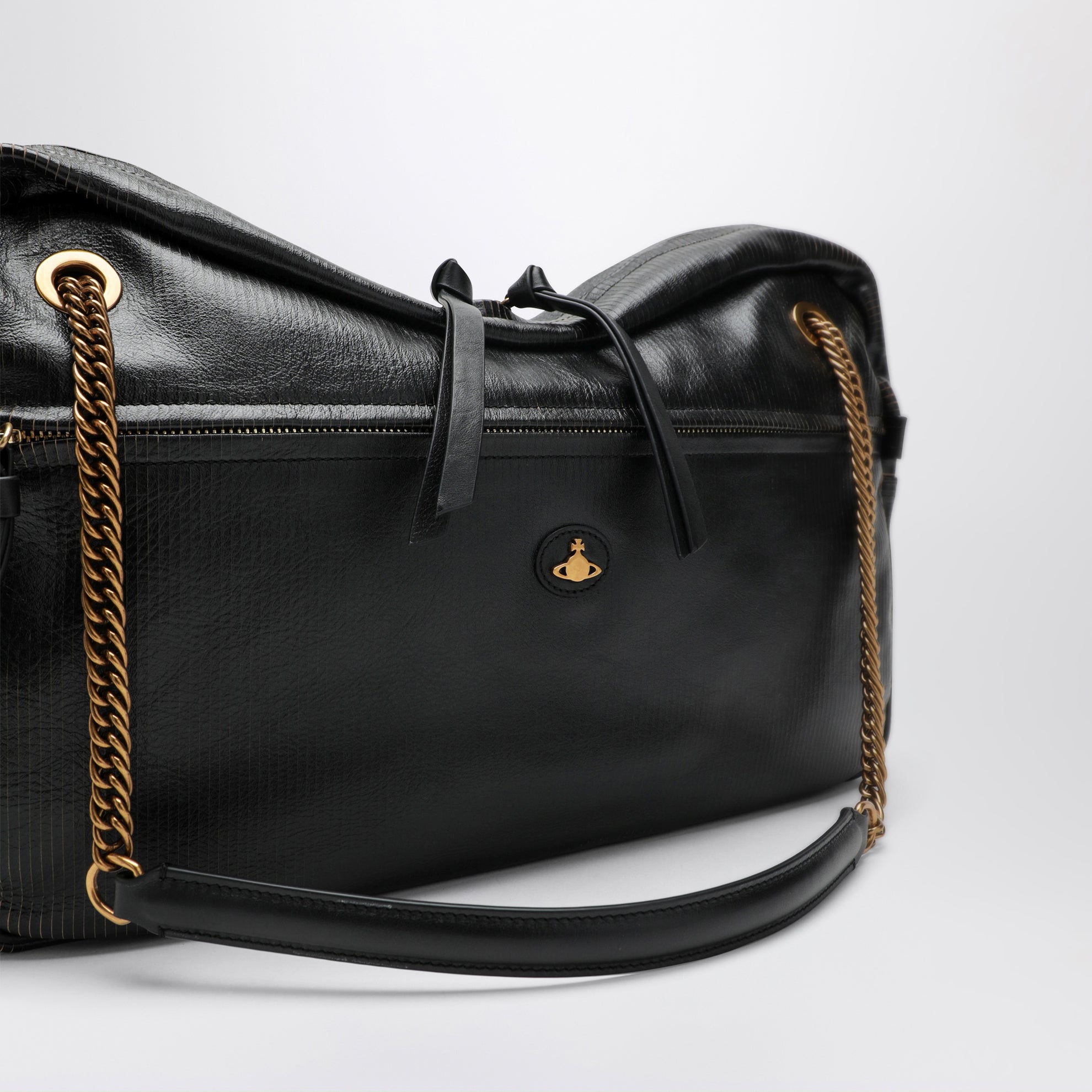 Borsa a spalla Dolce Large in pelle nera e beige