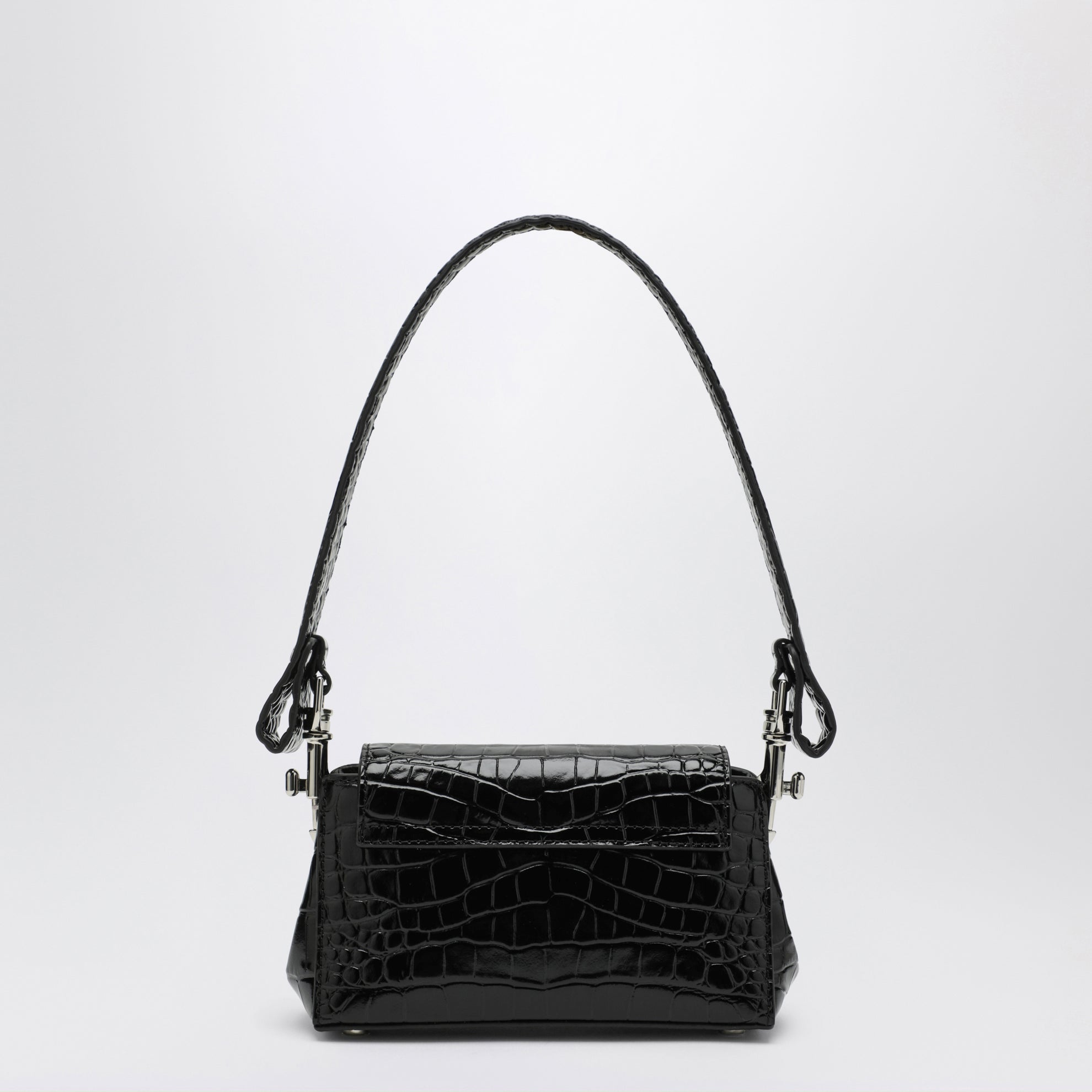 Black Hazel bag in croc-effect patent leather