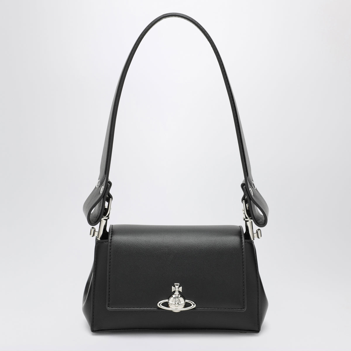 Hazel Small Black Faux Leather Shoulder Bag