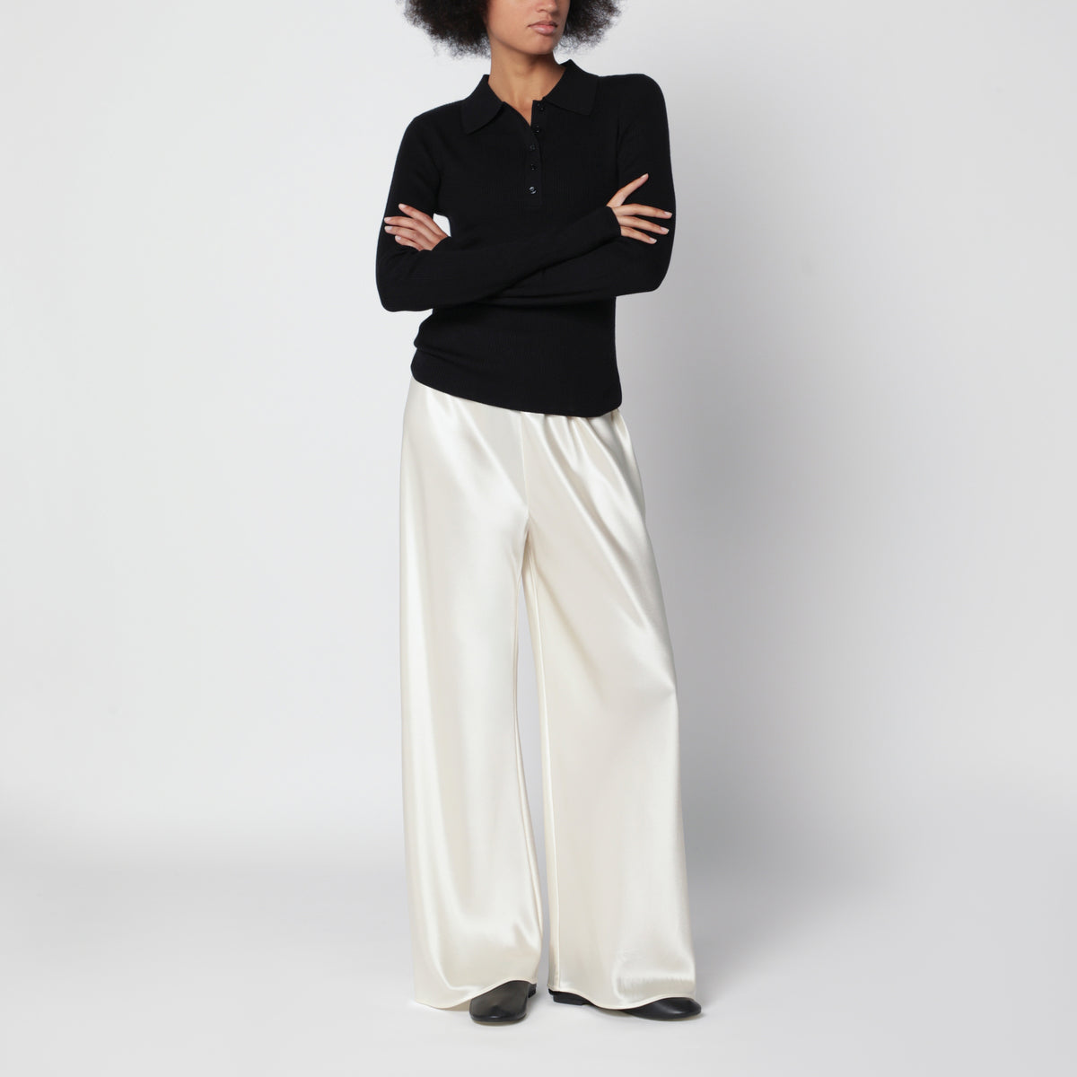 Black Jules ribbed top in silk blend