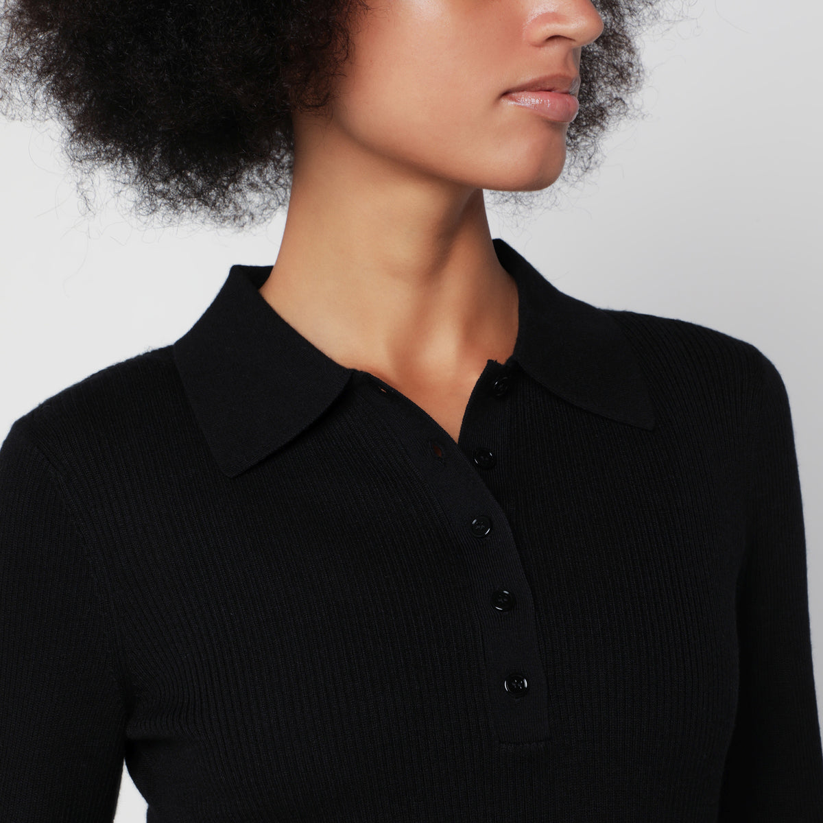 Black Jules ribbed top in silk blend