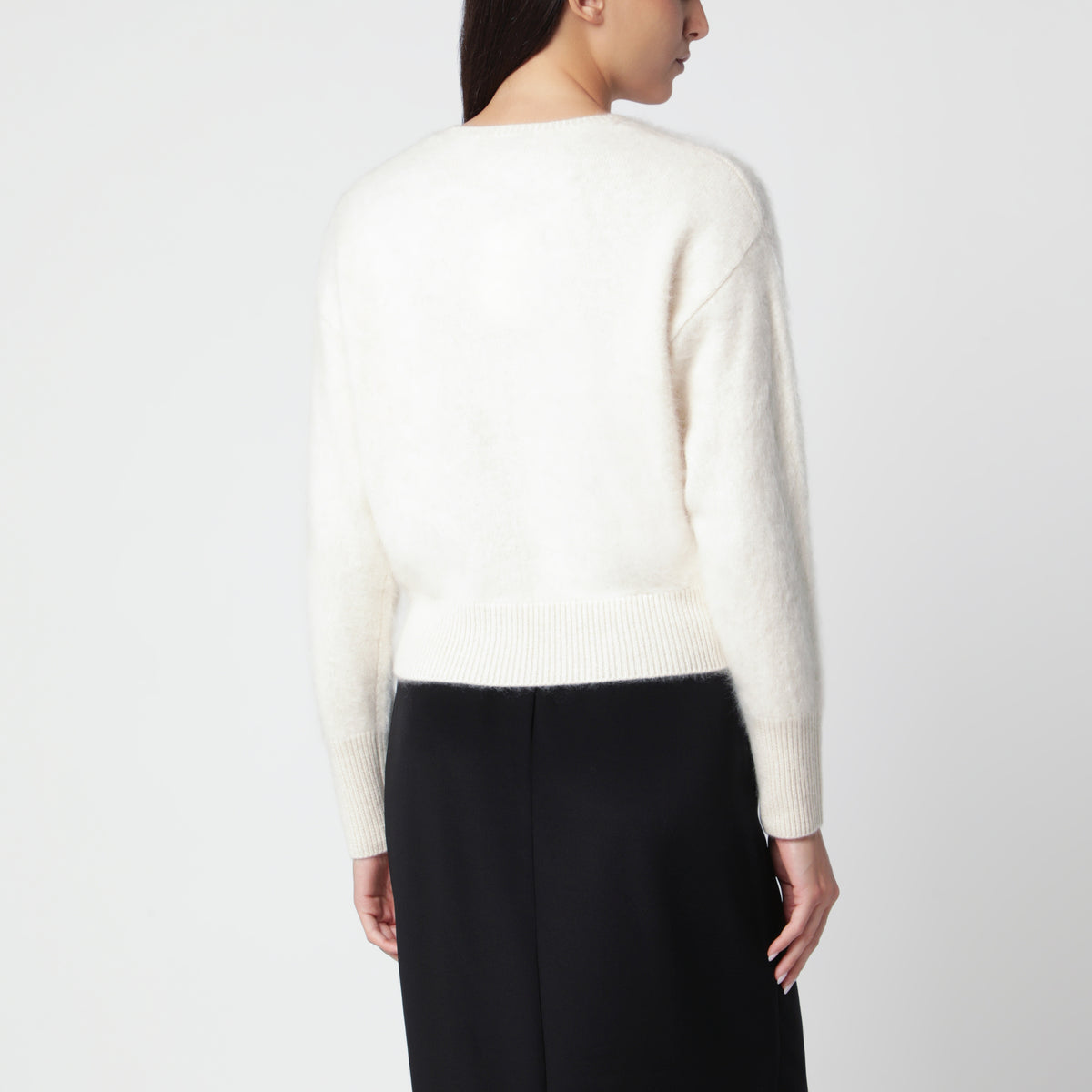 Cardigan Coco color vaniglia in cashmere garzato