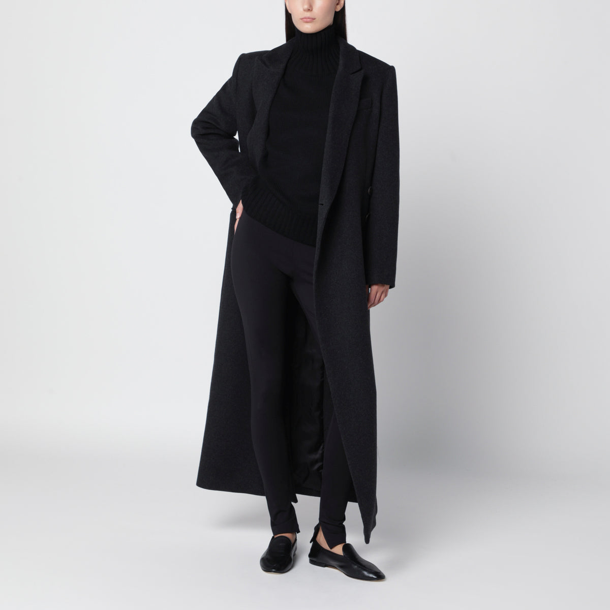 Nola black turtleneck sweater in wool and cashmere