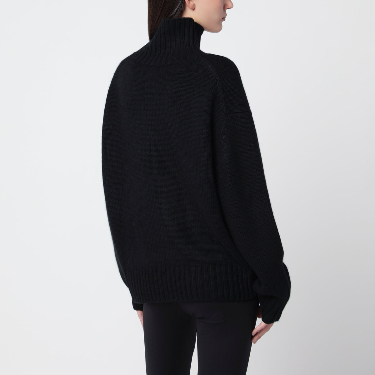 Nola black turtleneck sweater in wool and cashmere