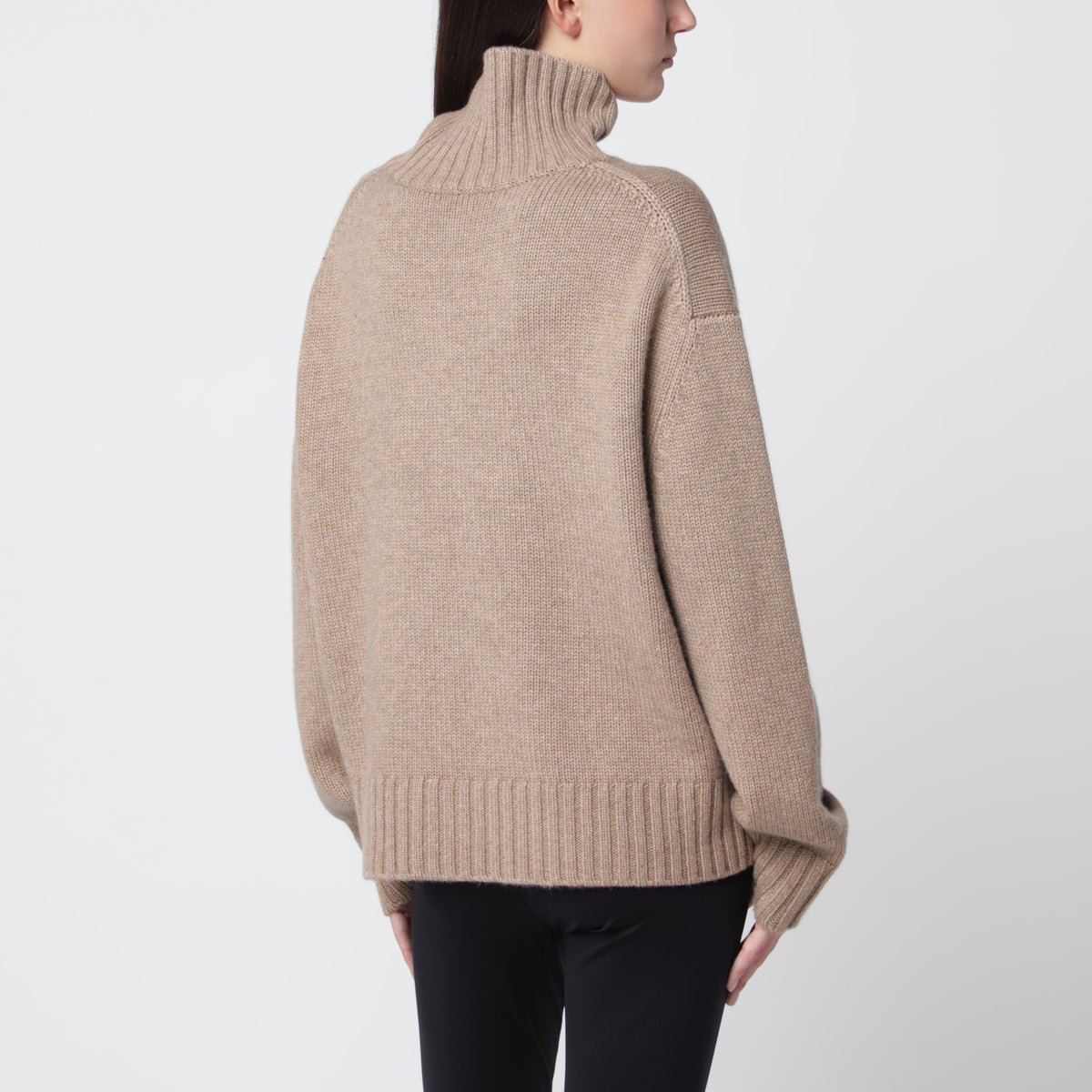 Hazelnut Nola turtleneck sweater in merino wool and cashmere