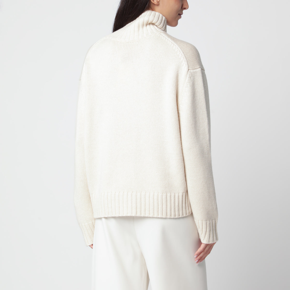 Pull col roulé Nola vanille en laine et cachemire