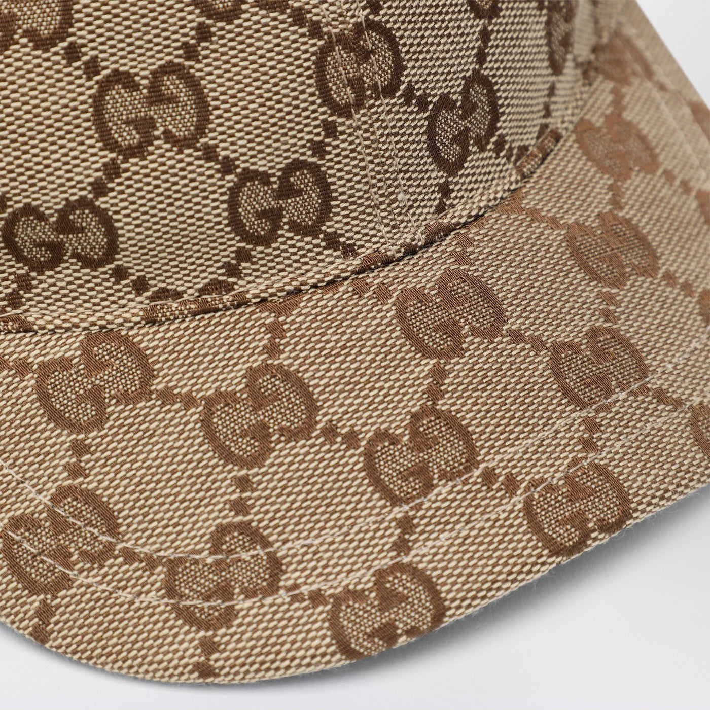 Casquette de baseball en tissu GG beige et ébène
