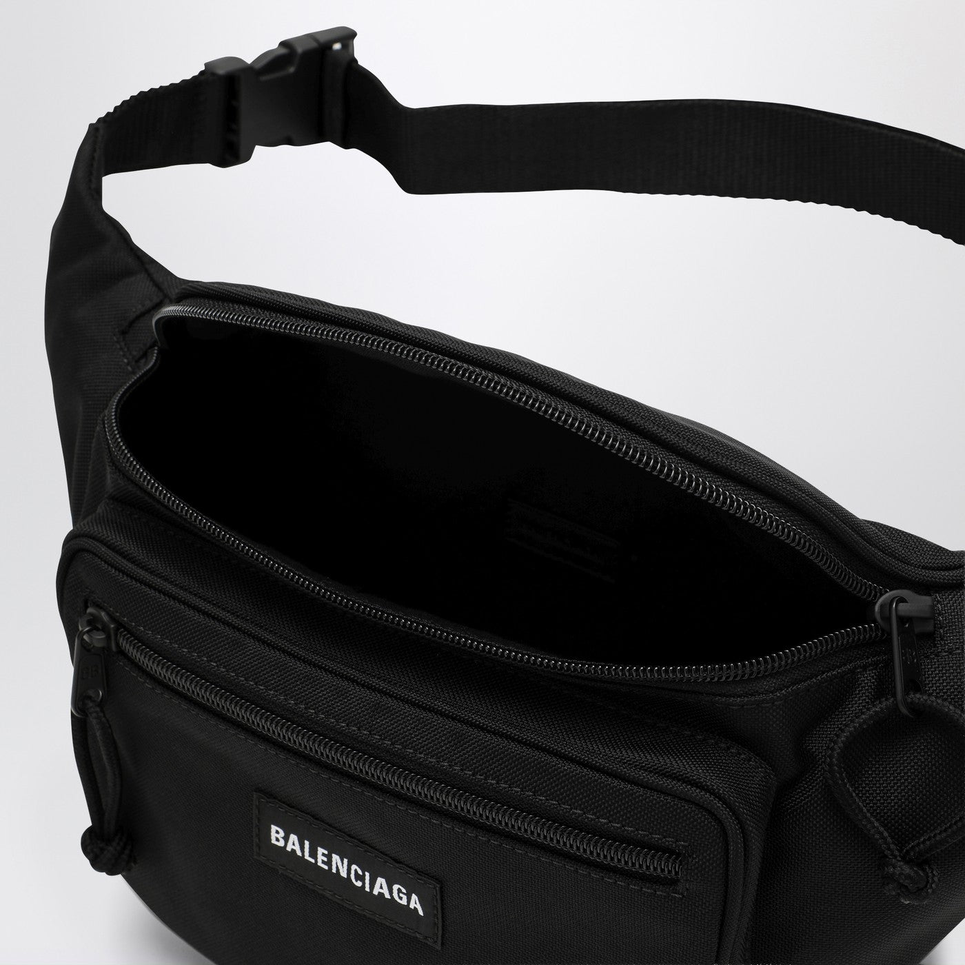 Explorer black nylon belt bag with logo