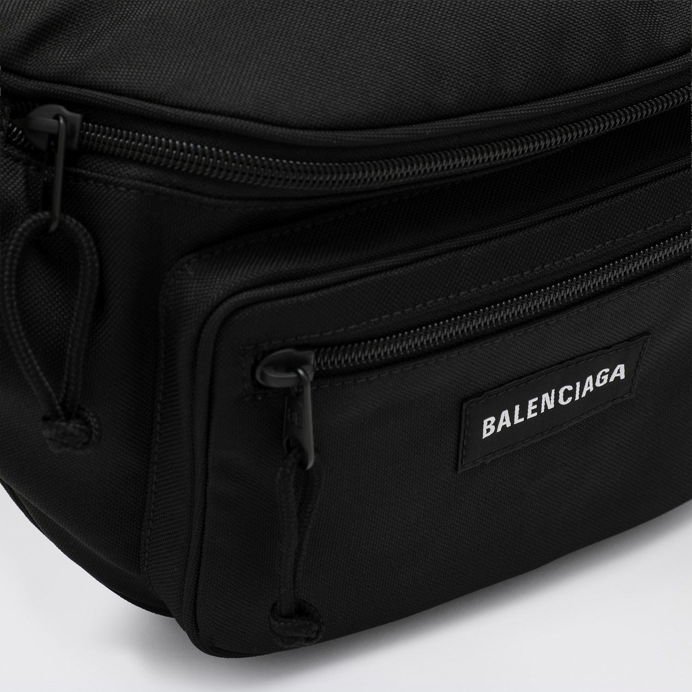 Explorer black nylon belt bag with logo