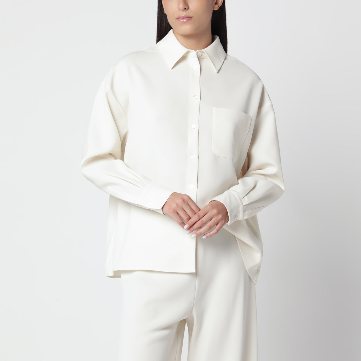Camicia Finn color crema in crêpe