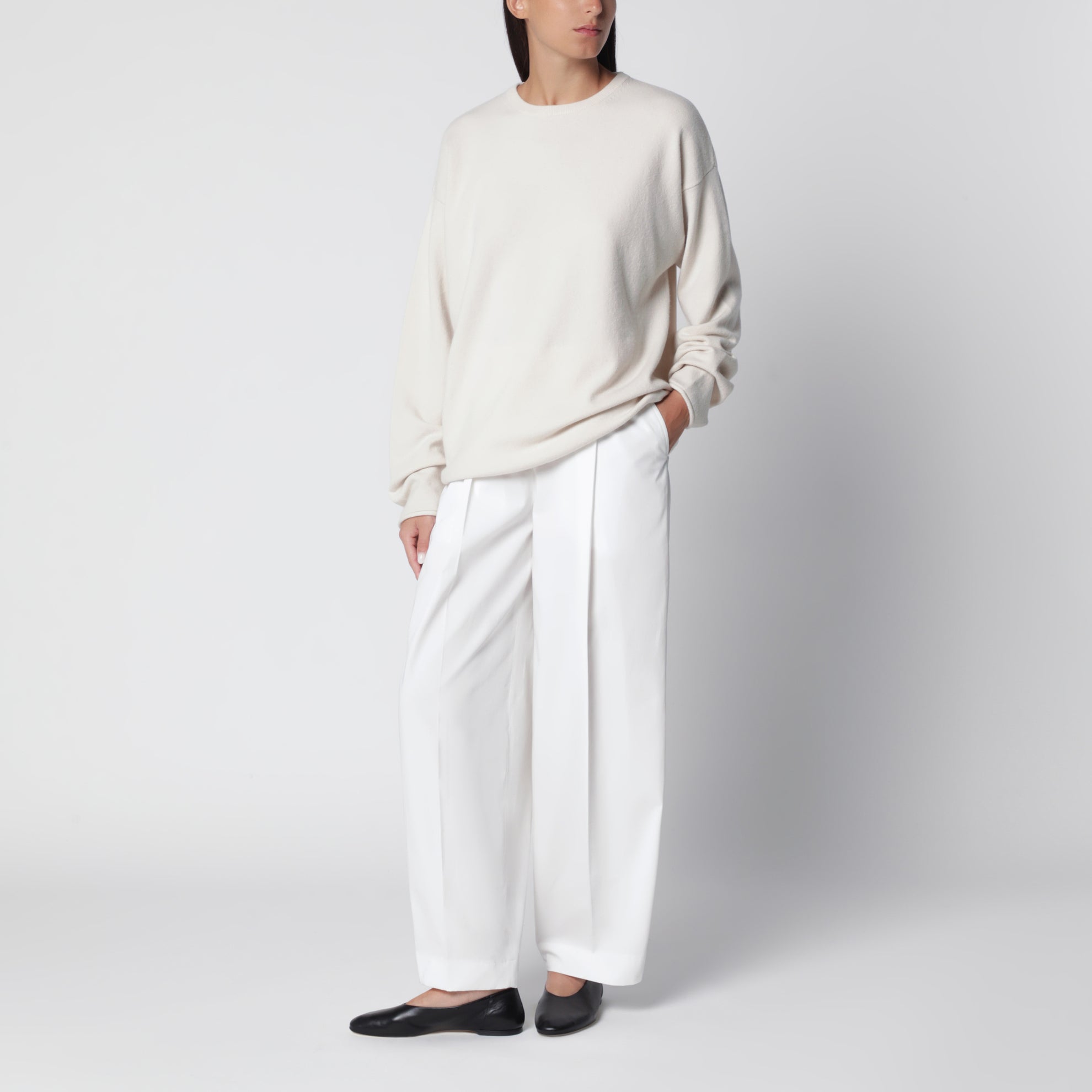 Paolo Bone Cashmere Crewneck Sweater