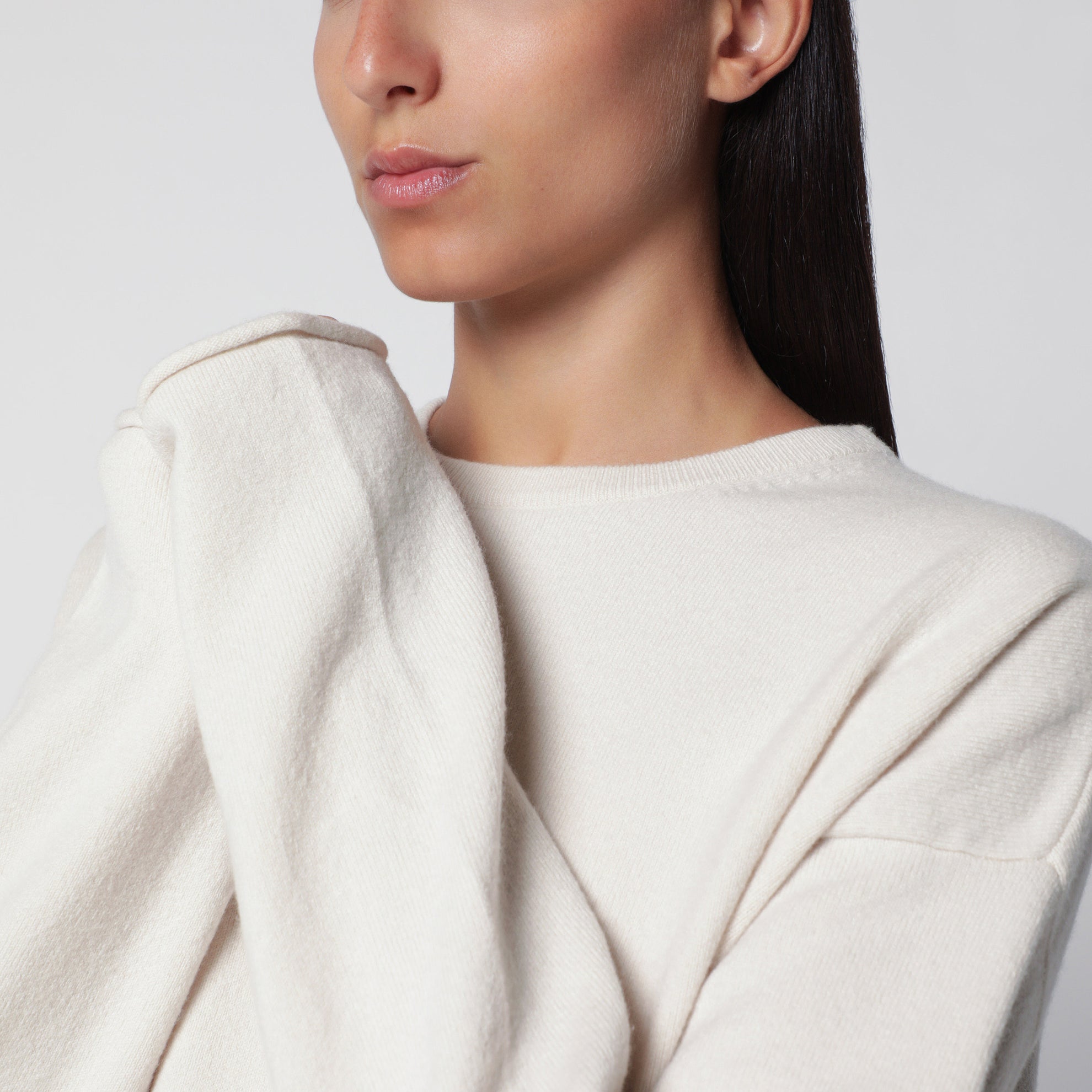 Paolo Bone Cashmere Crewneck Sweater
