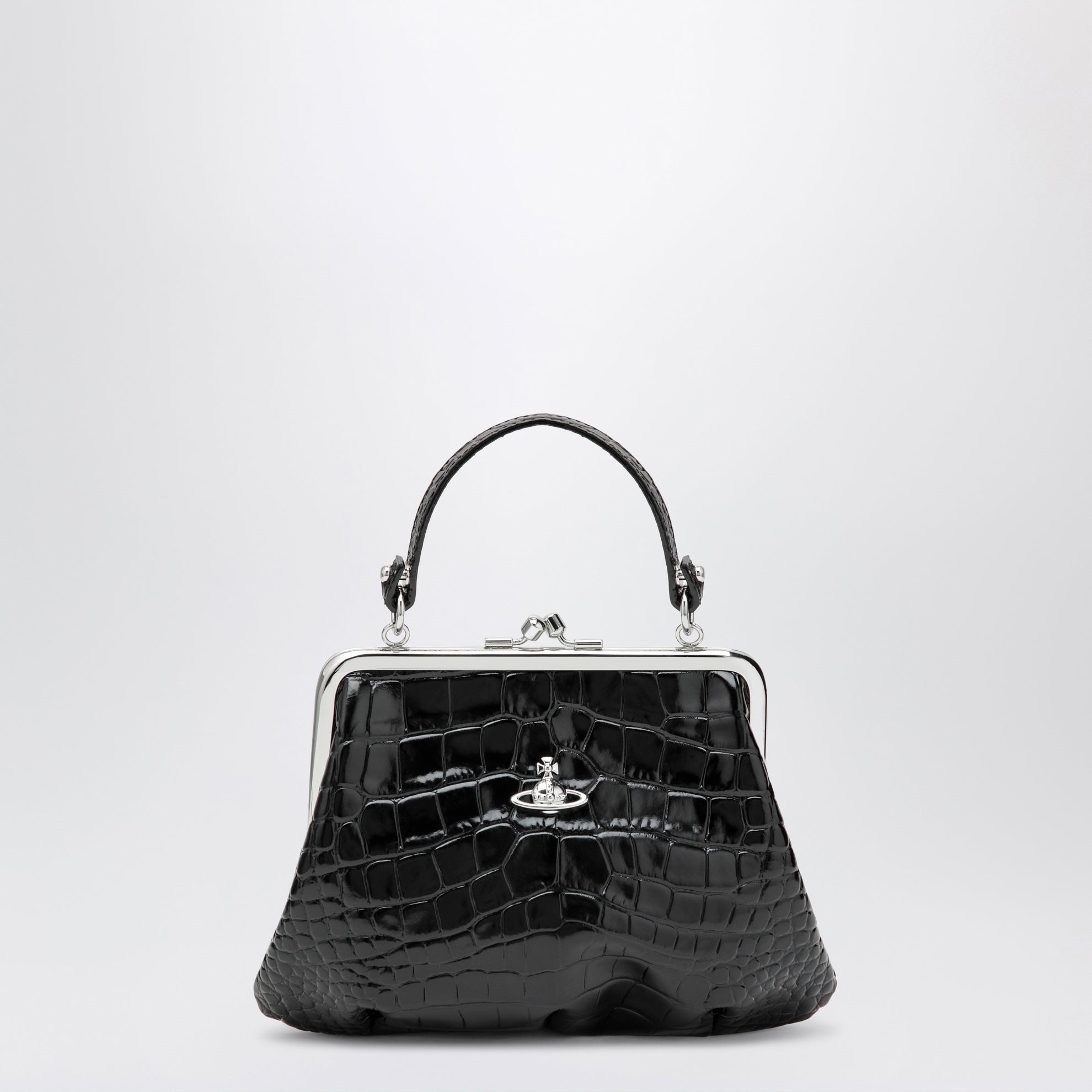 Borsa Granny Frame in pelle di vitello nera