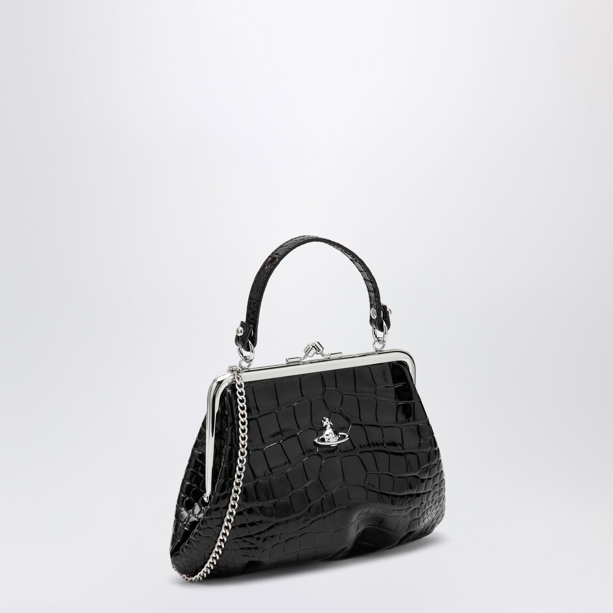 Borsa Granny Frame in pelle di vitello nera