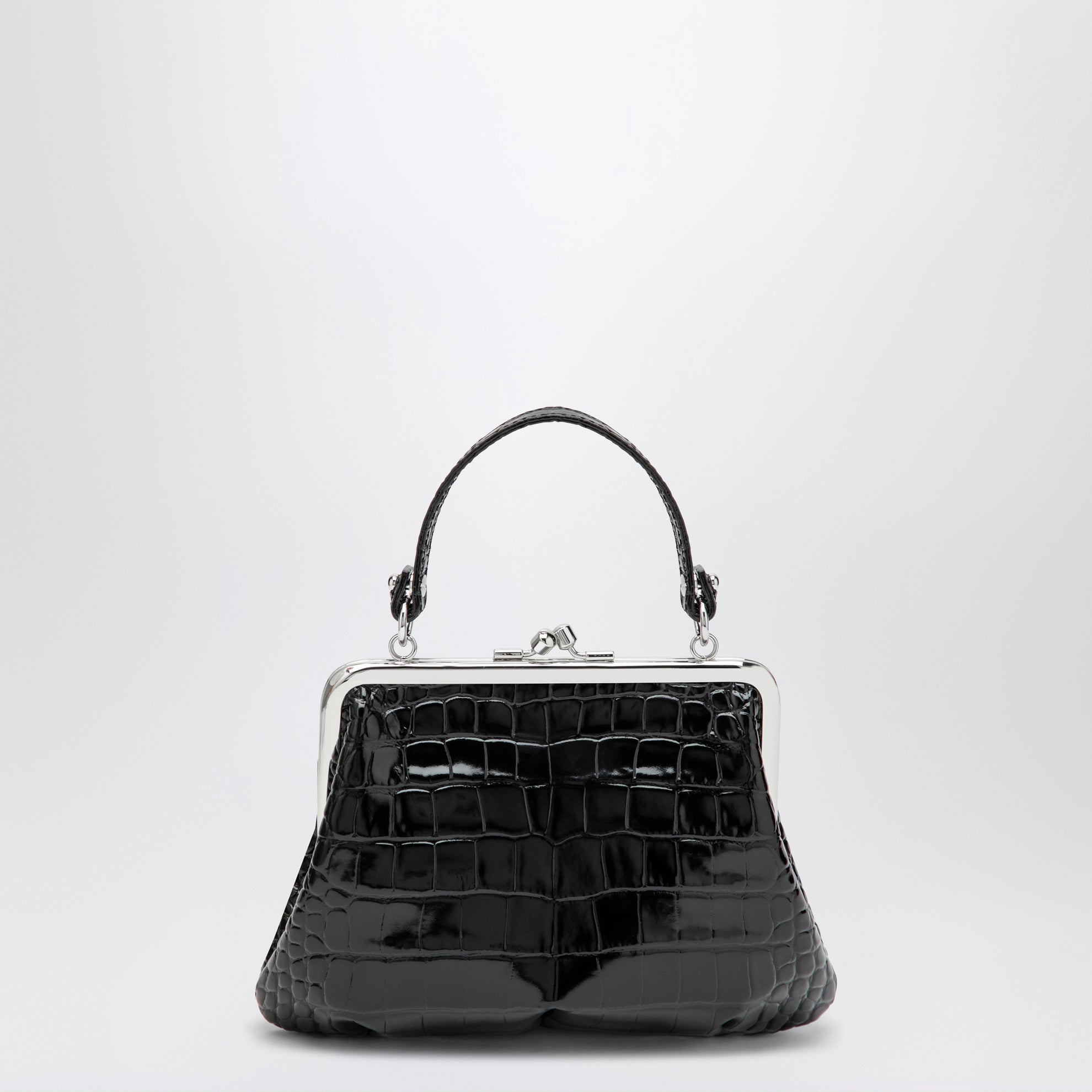 Borsa Granny Frame in pelle di vitello nera