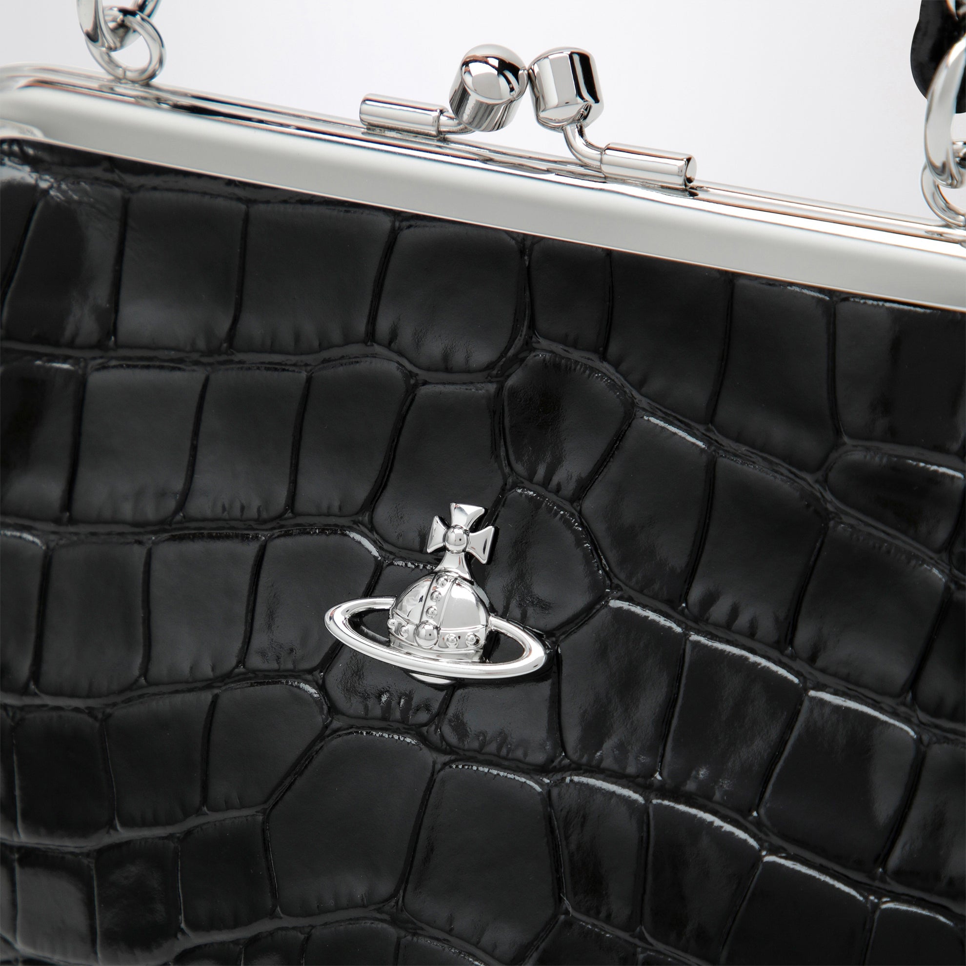 Borsa Granny Frame in pelle di vitello nera