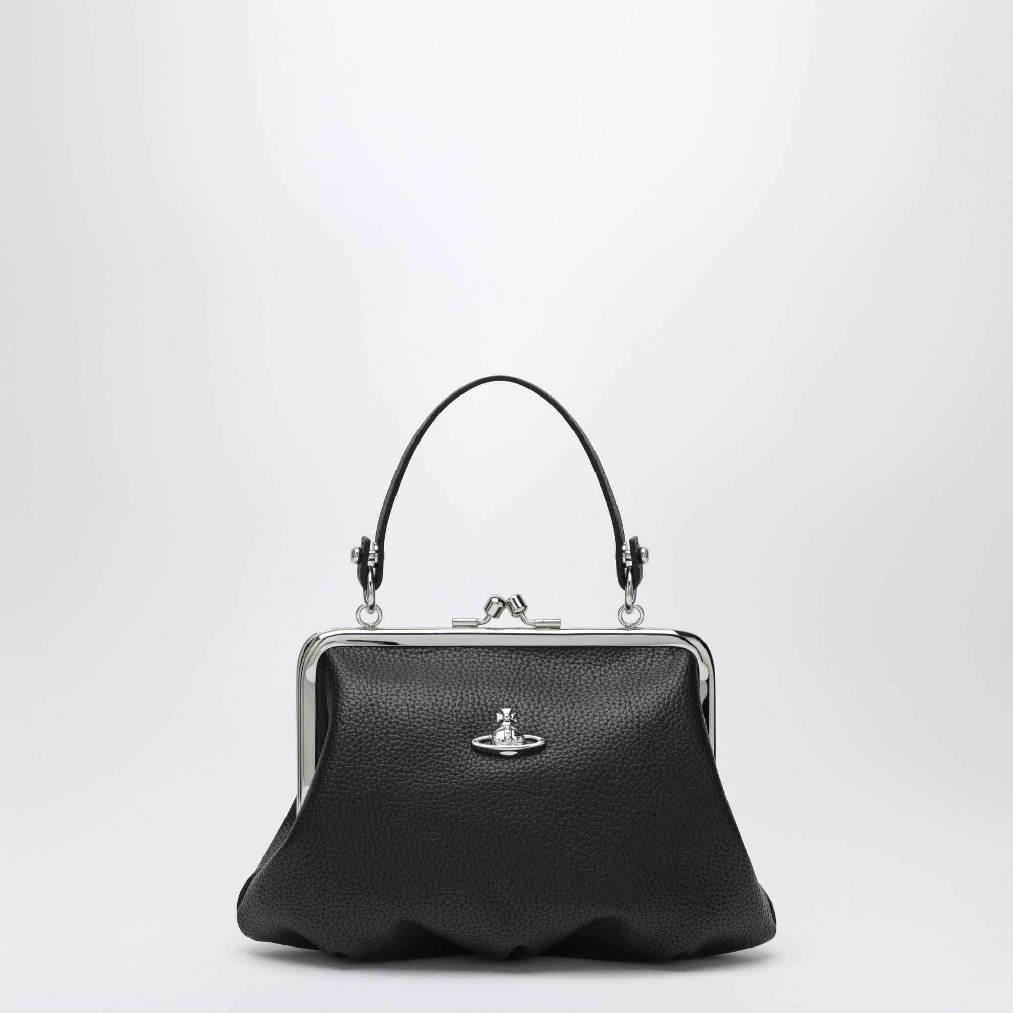 Granny Frame Bag in black grained PU
