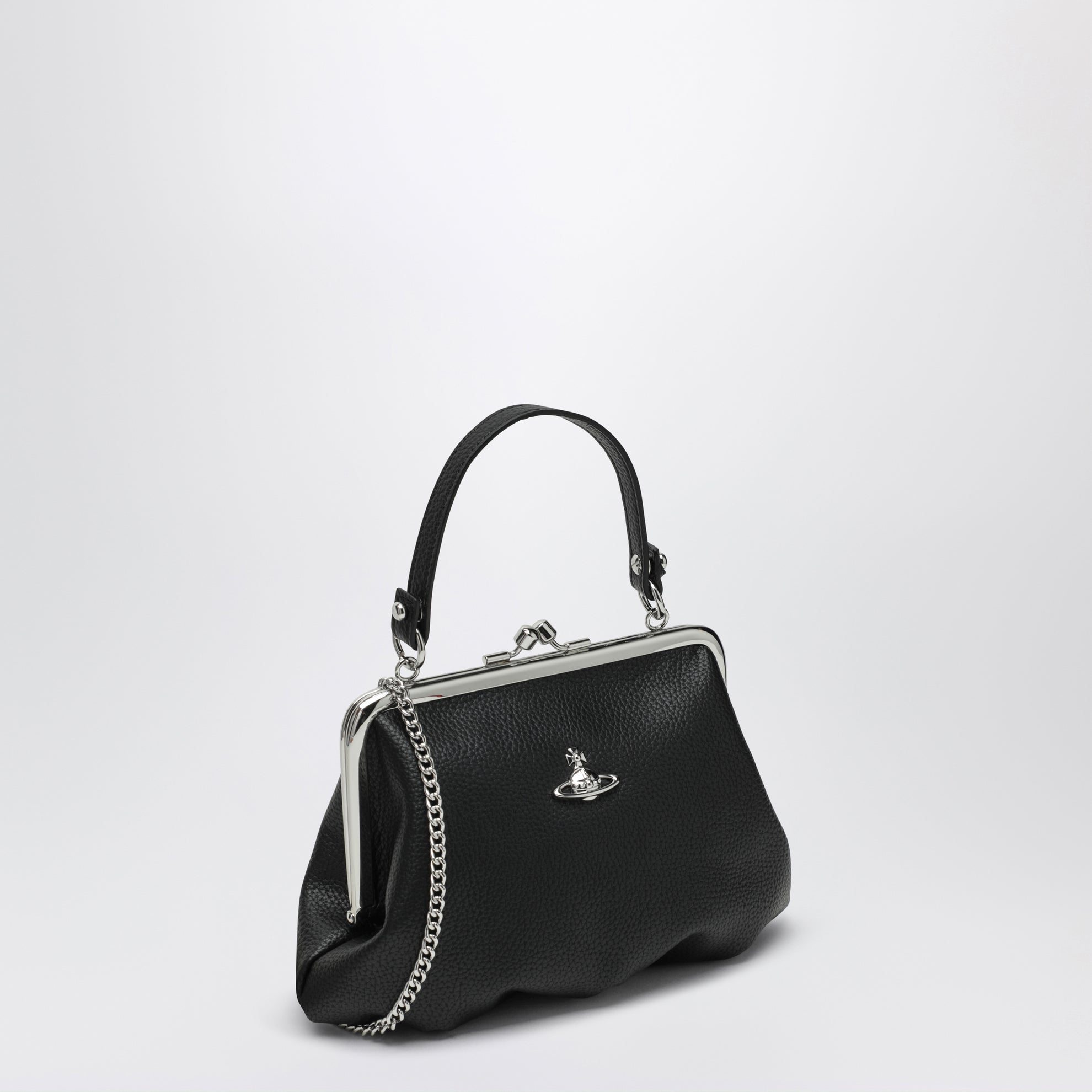 Granny Frame Bag in black grained PU