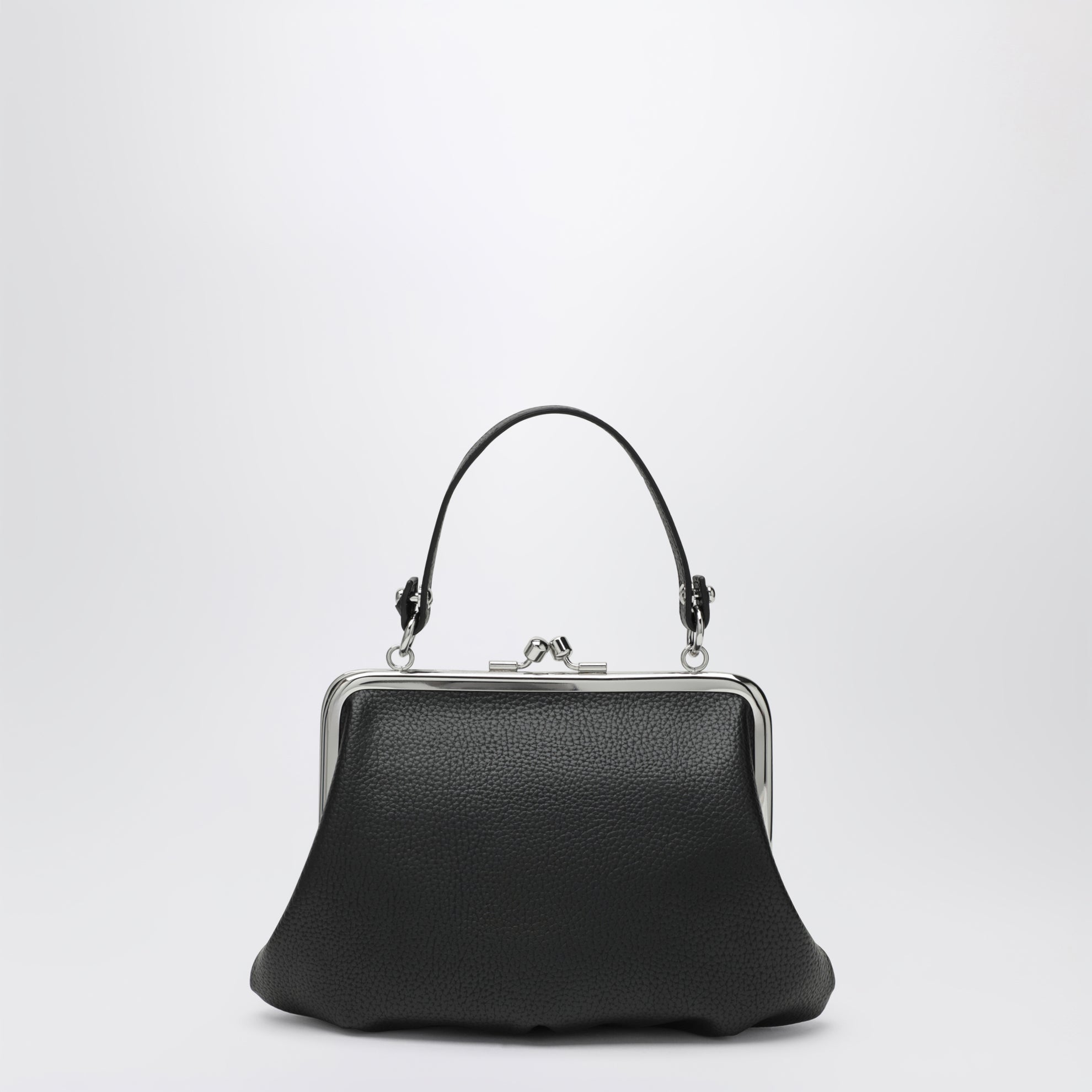 Granny Frame Bag in black grained PU