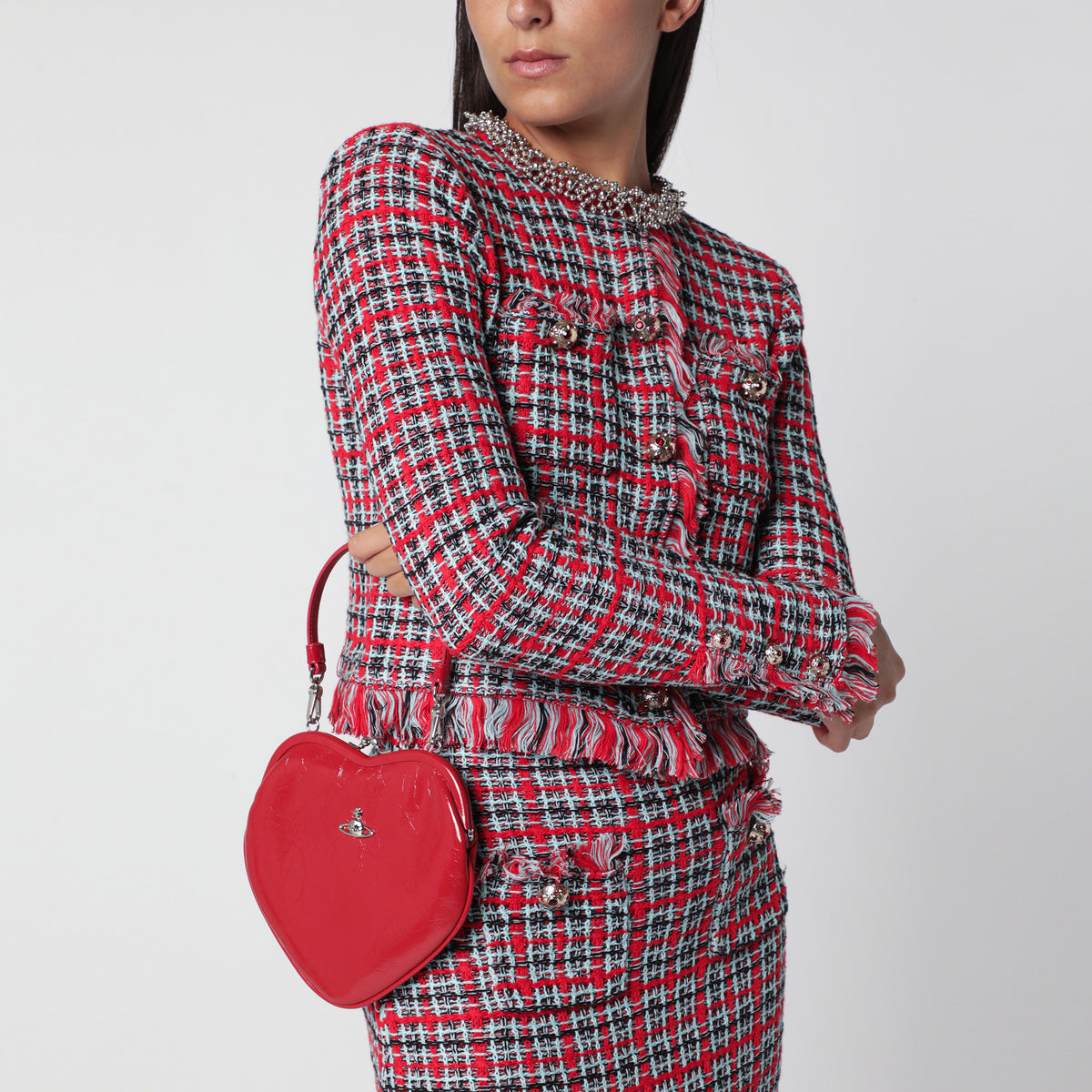 Borsa a tracolla Belle Heart rossa in pelle