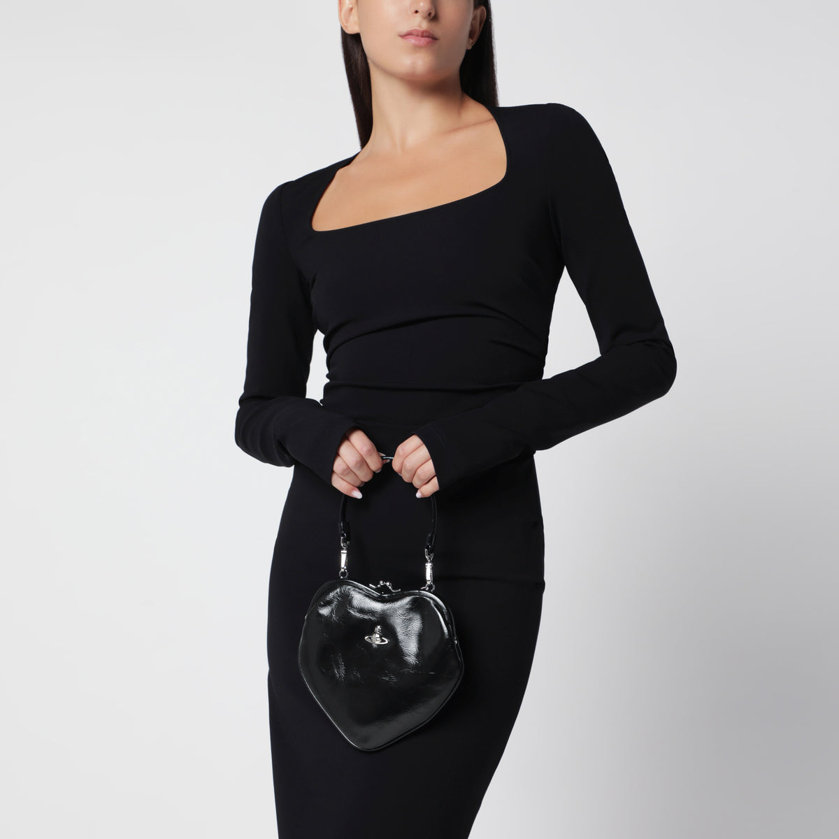 Borsa a tracolla Belle Heart nera in pelle