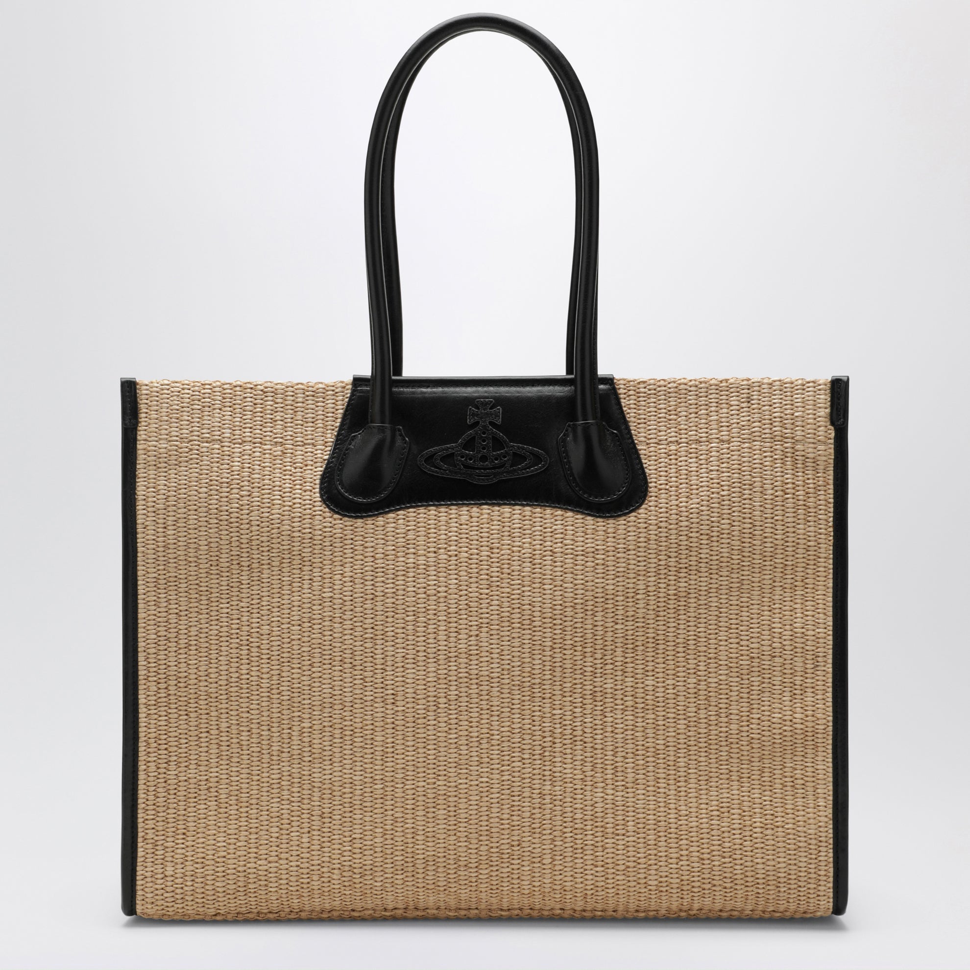 Borsa tote Troy effetto rafia color naturale