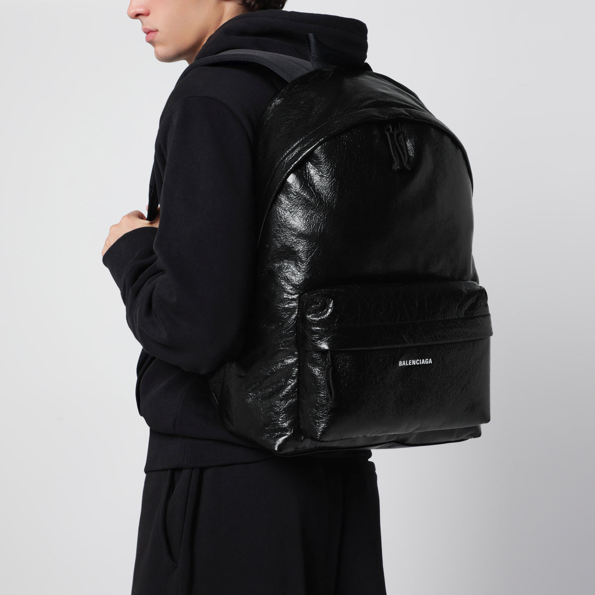 Black Explorer lambskin backpack