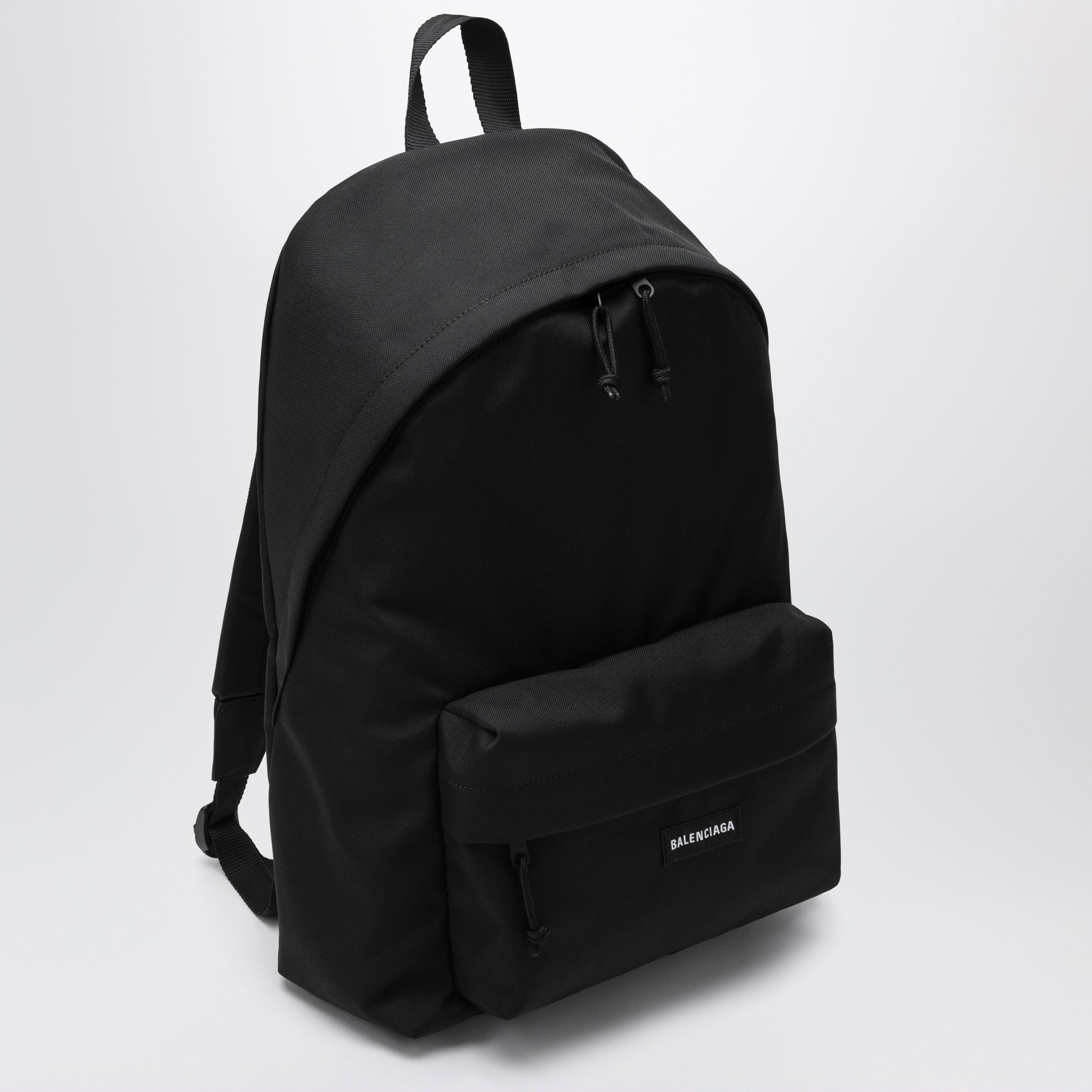 Black Explorer backpack with logo patch