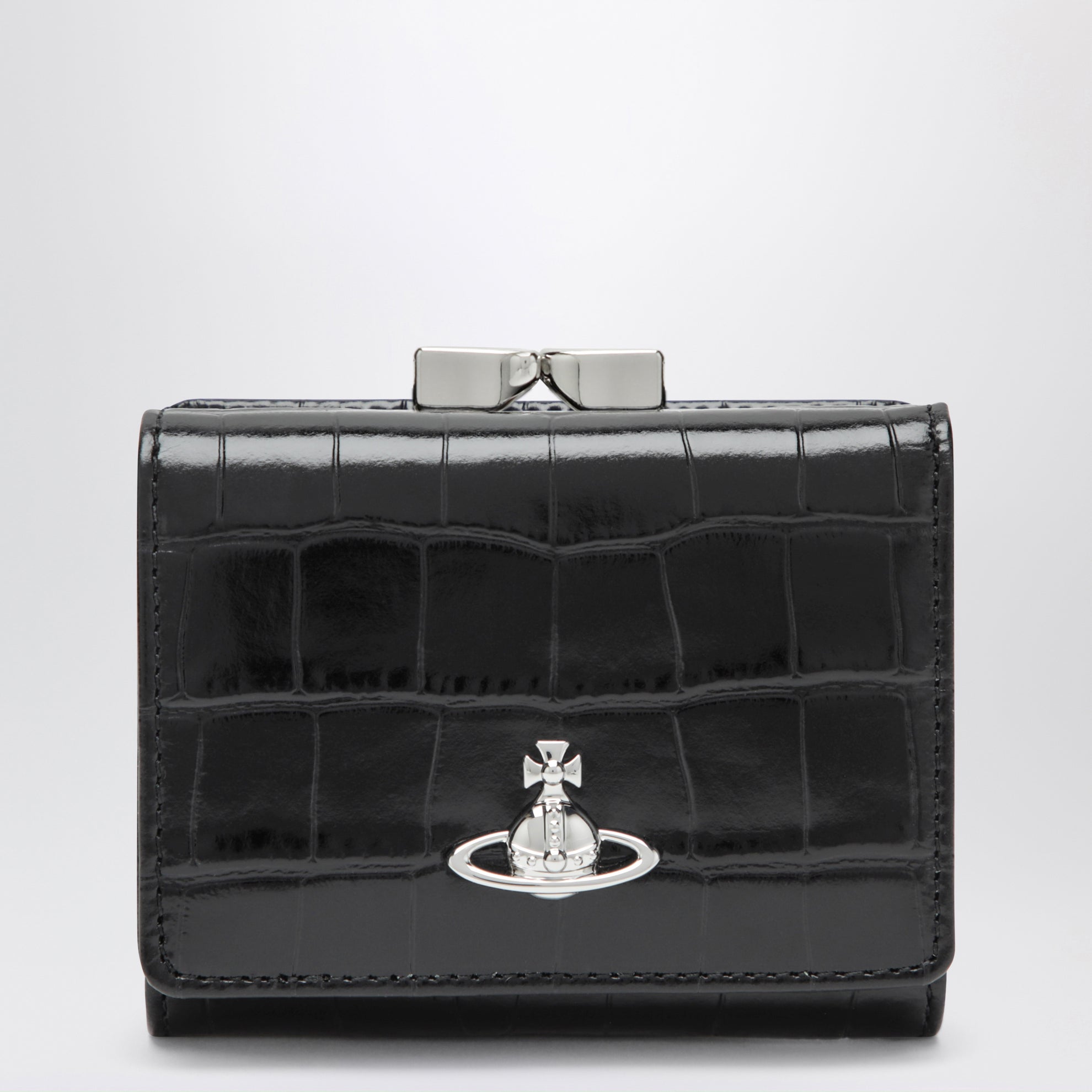 Portefeuille Small Frame noir en cuir de veau