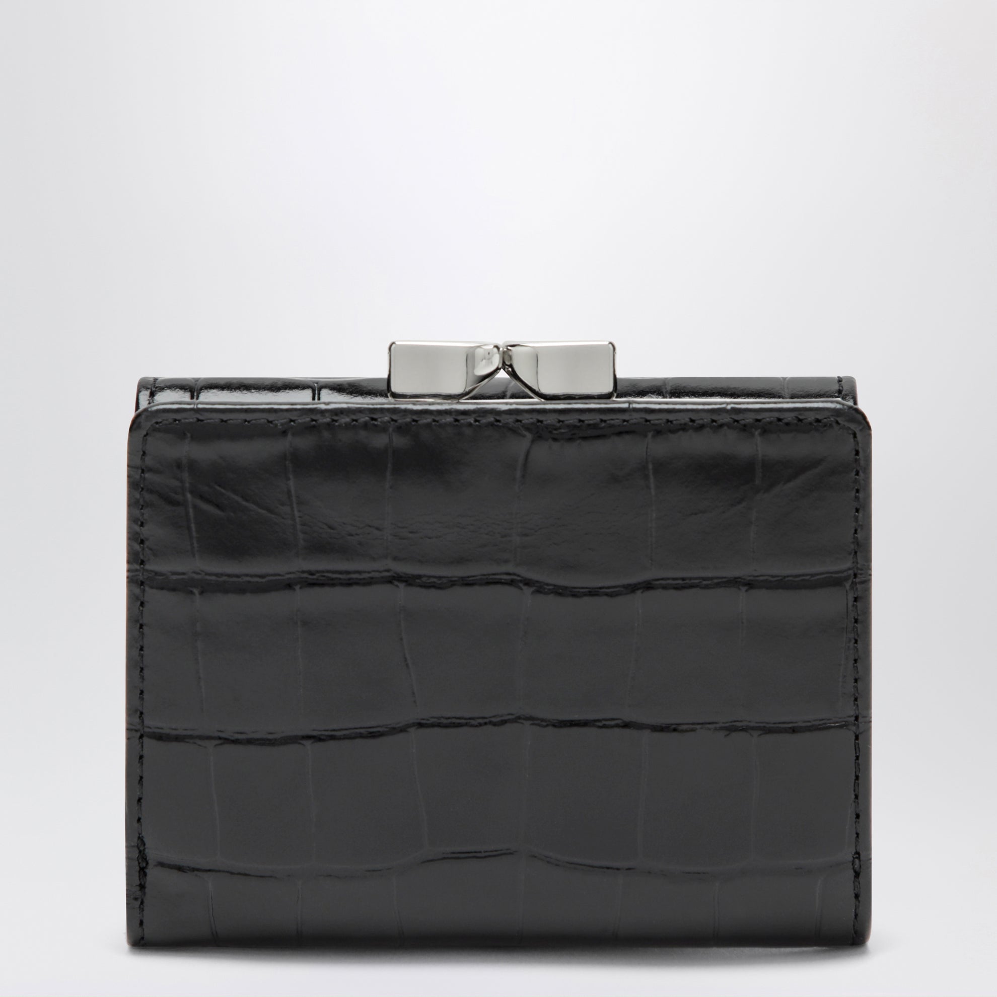 Portefeuille Small Frame noir en cuir de veau